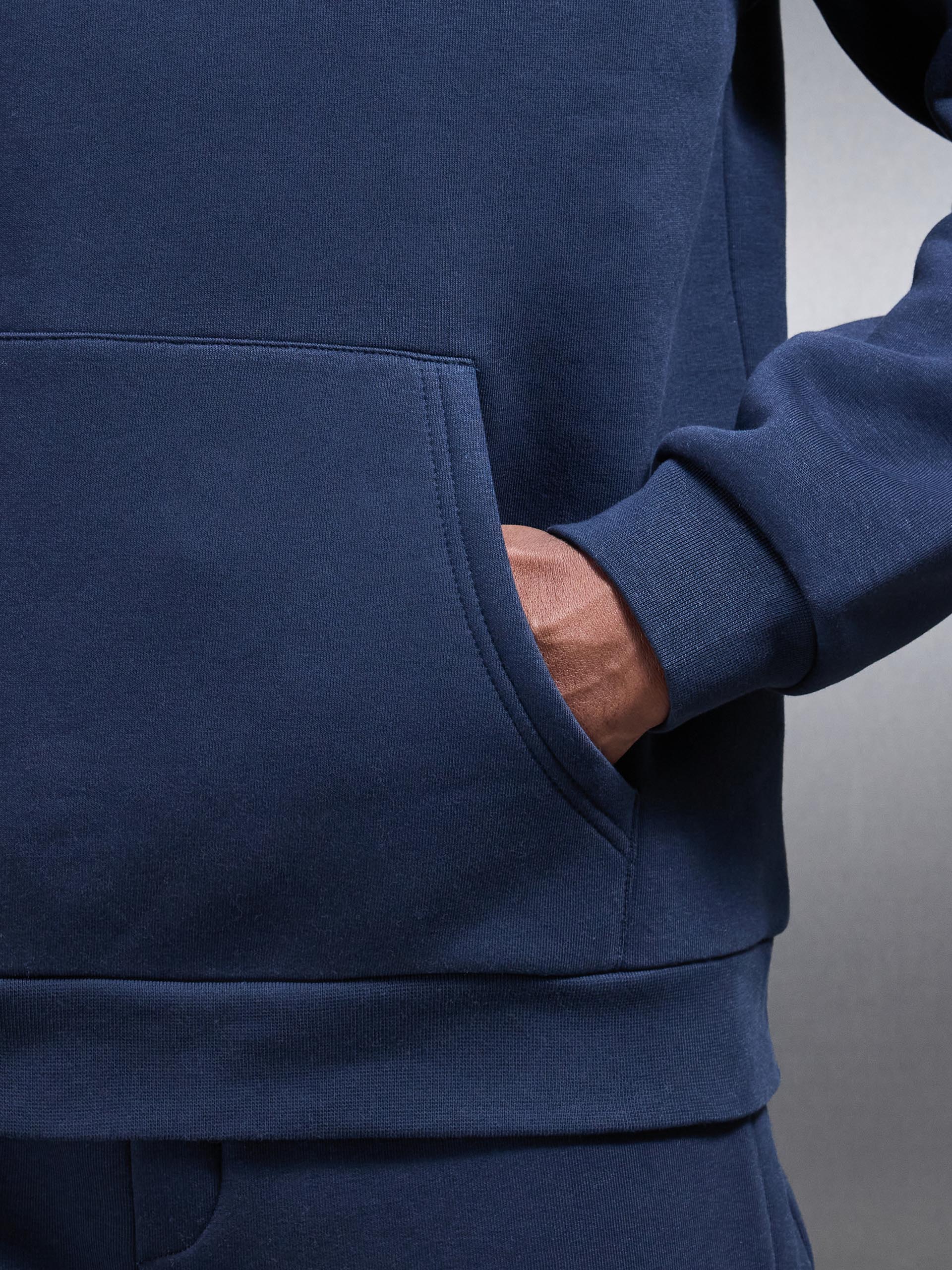 Neoprene Relaxed Fit Hoodie in Navy