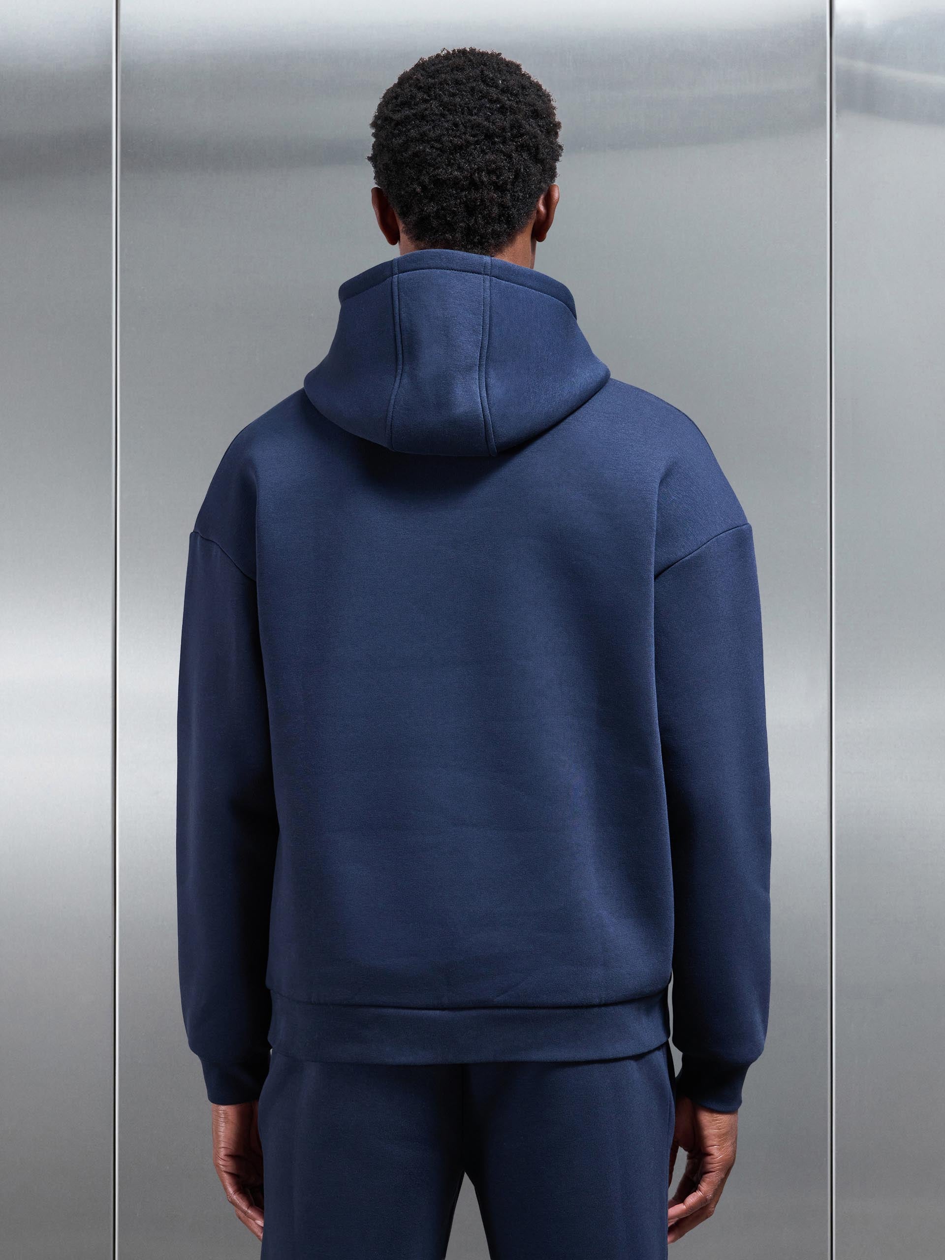 Neoprene Relaxed Fit Hoodie in Navy