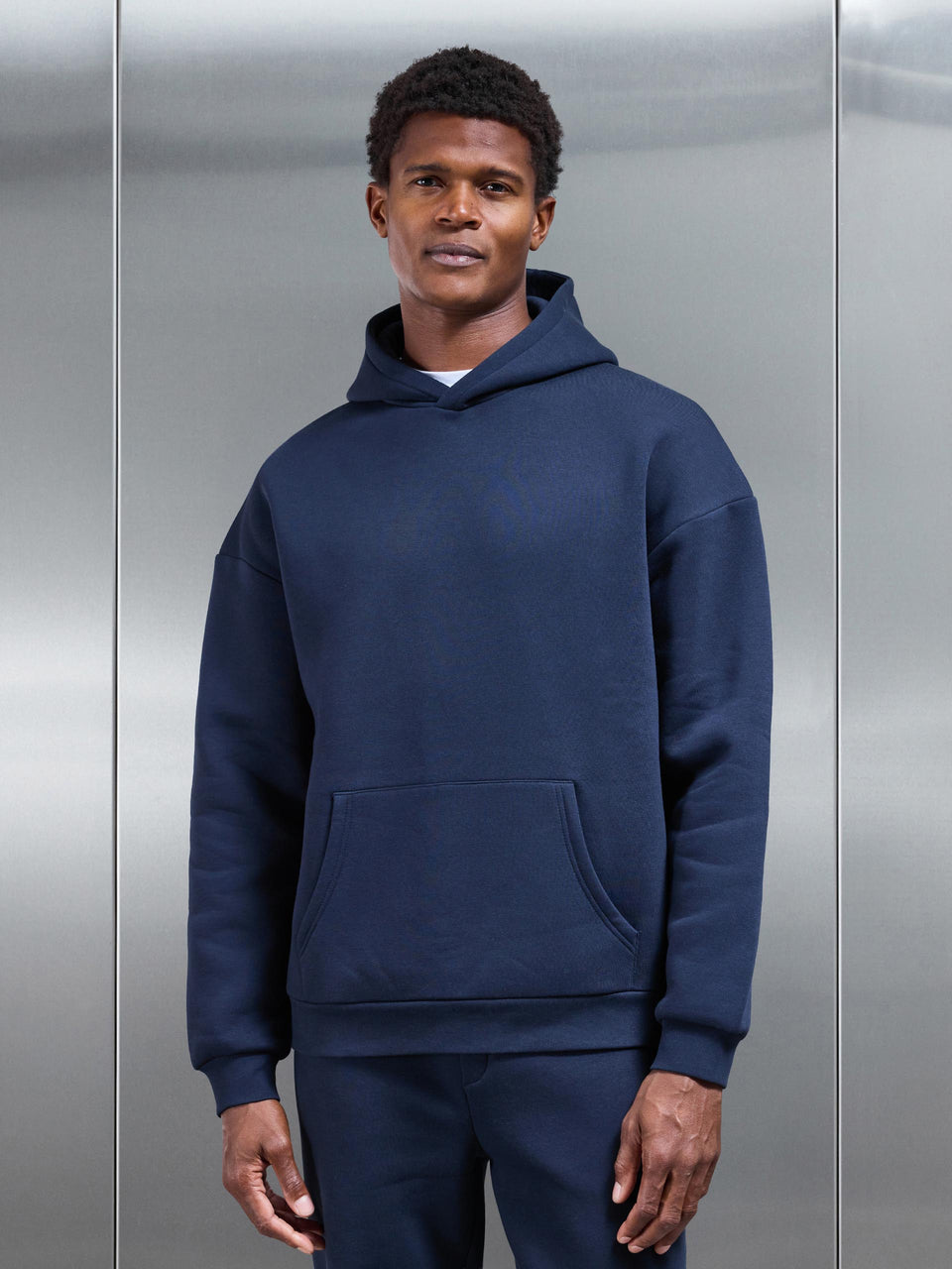 Neoprene Relaxed Fit Hoodie in Navy