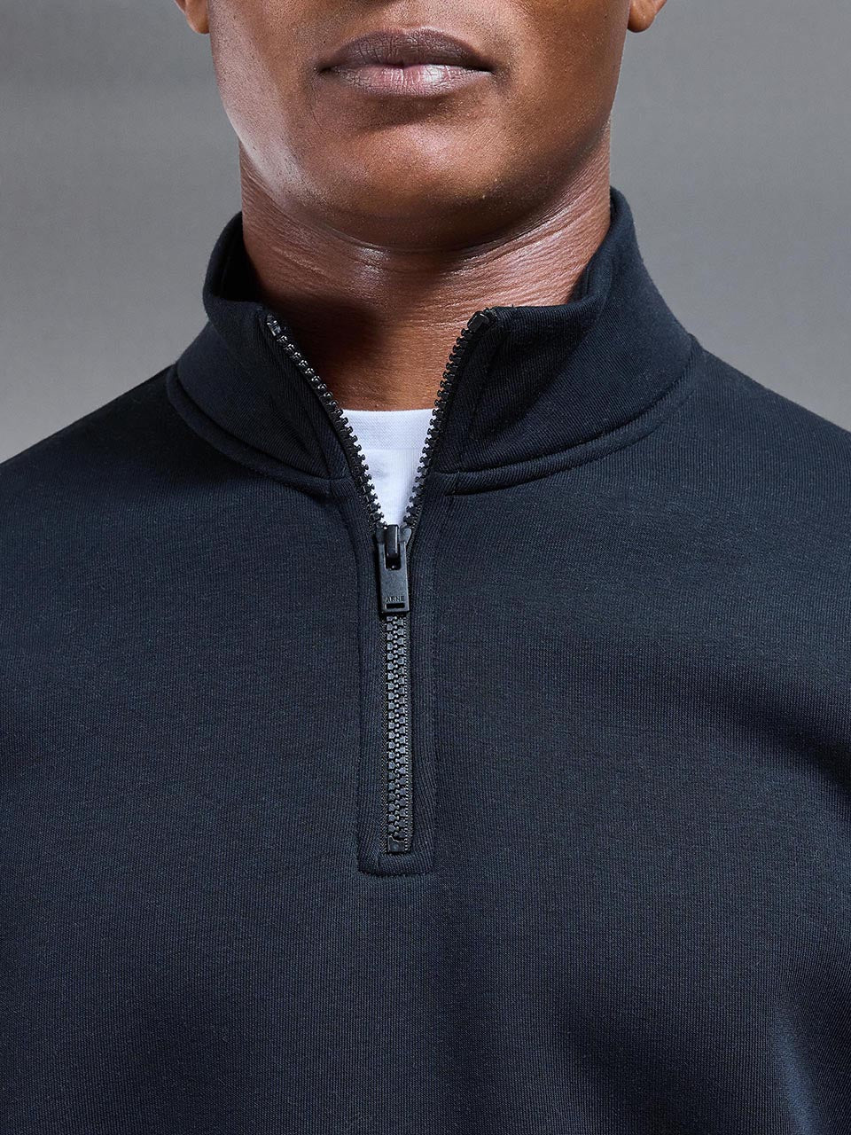 Neoprene Relaxed Half Zip Funnel Neck in Black