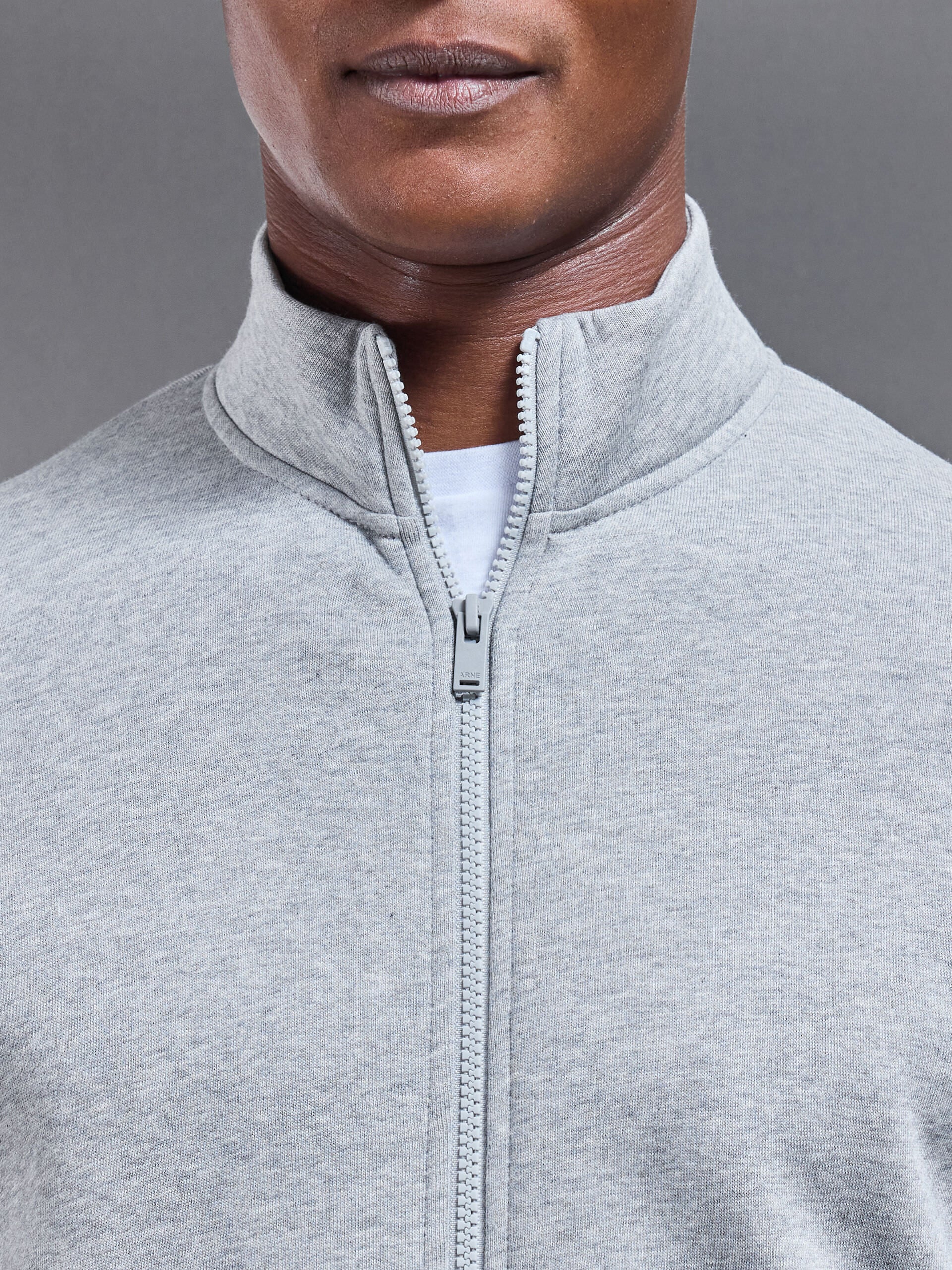 Neoprene Funnel Neck Jacket in Marl Grey
