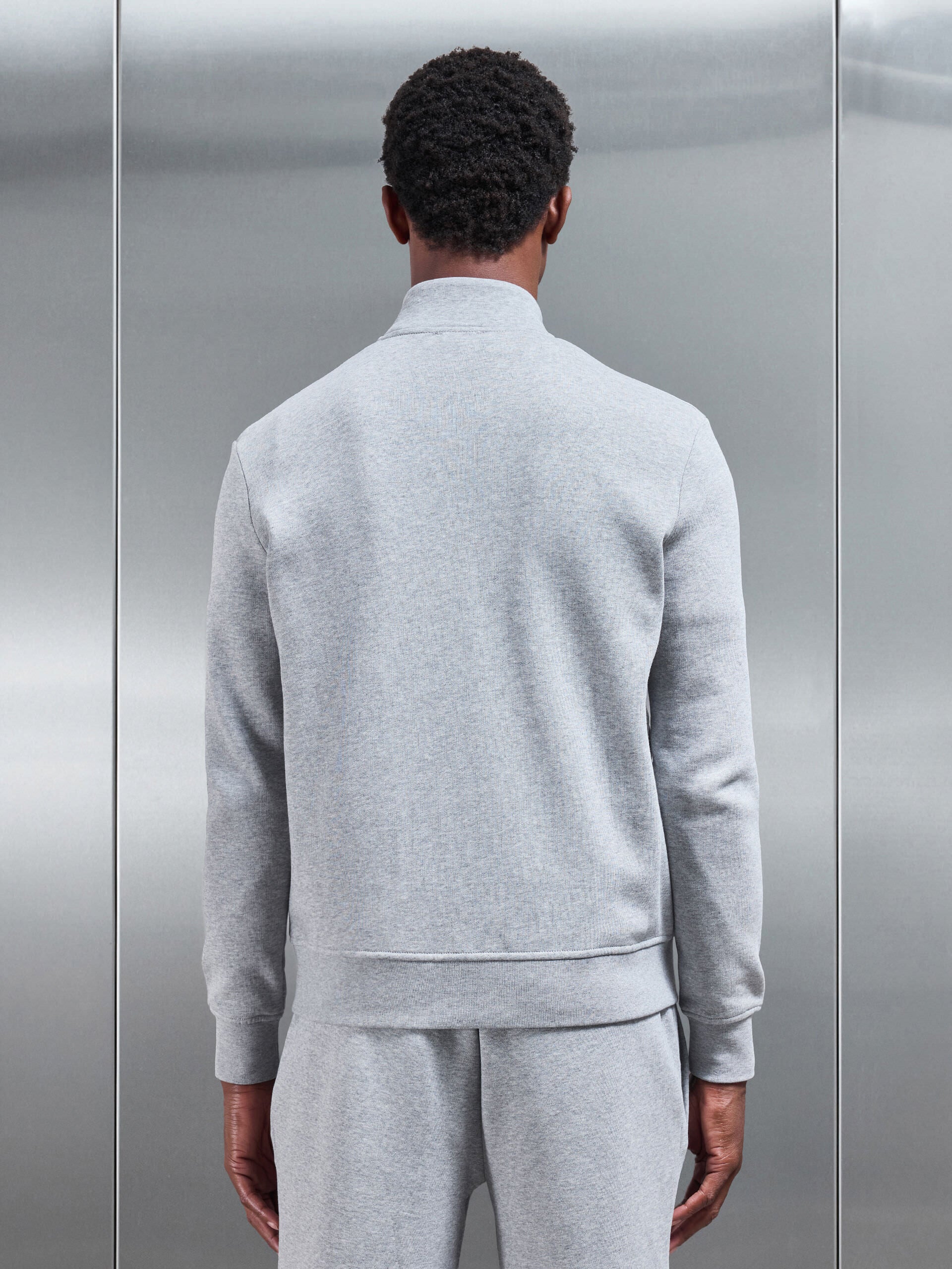 Neoprene Funnel Neck Jacket in Marl Grey