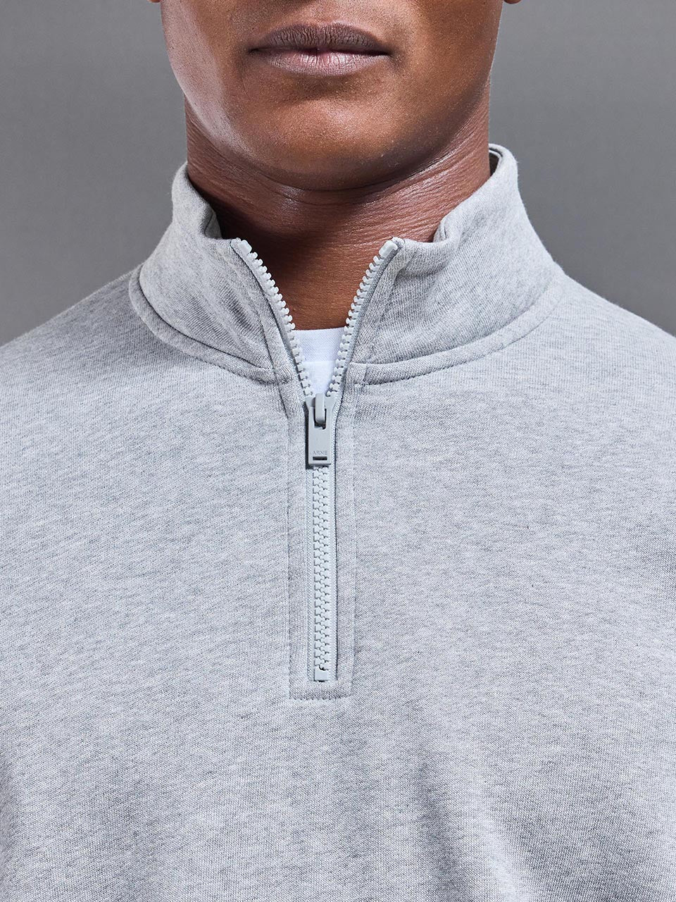 Neoprene Relaxed Half Zip Funnel Neck in Marl Grey