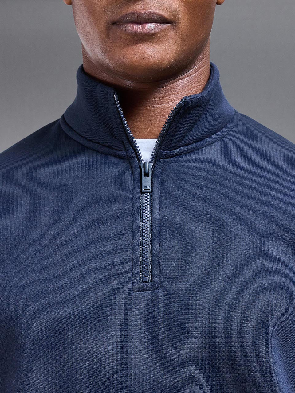 Neoprene Relaxed Half Zip Funnel Neck in Navy