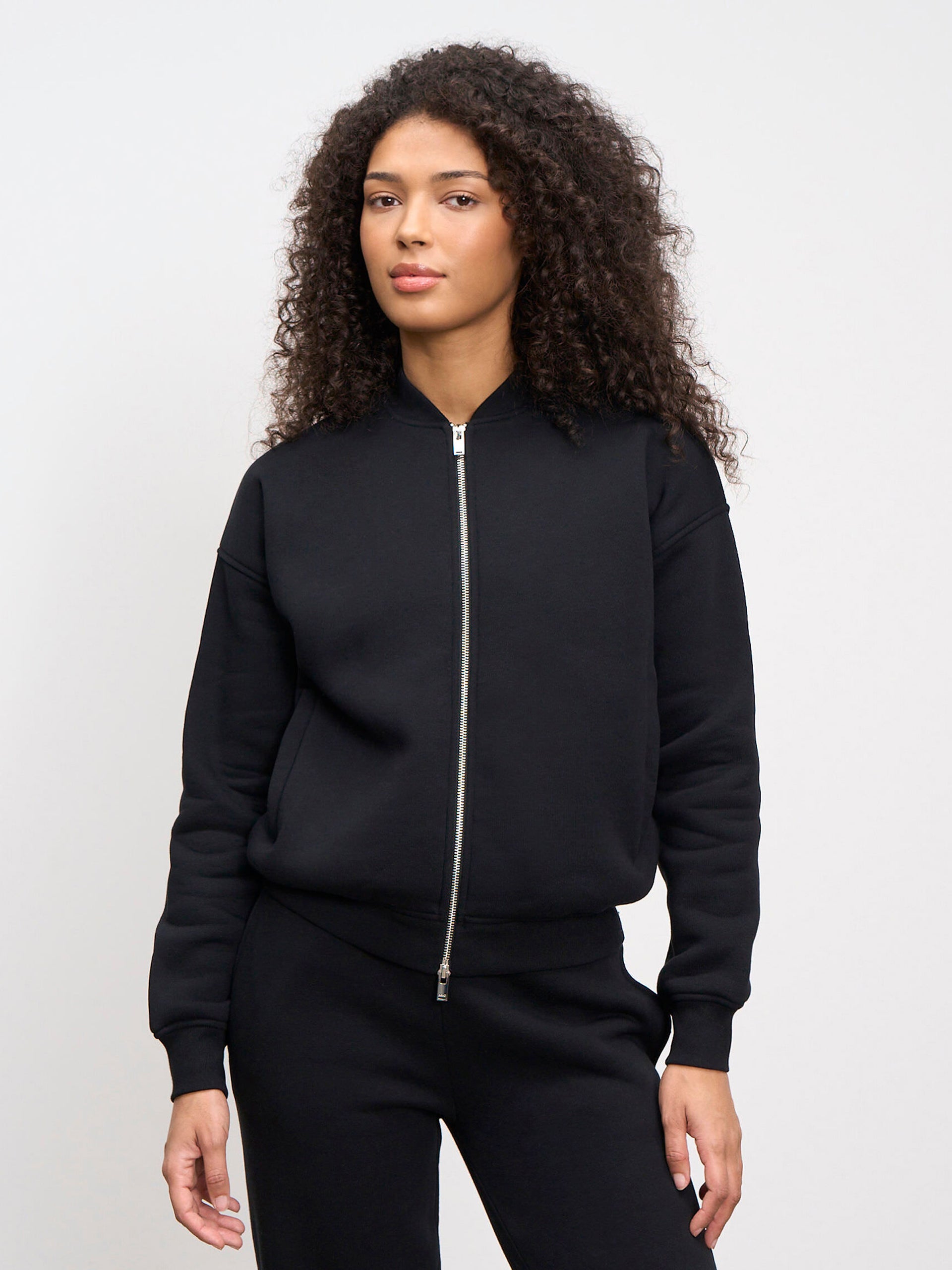 Womens Neoprene Bomber Jacket in Black