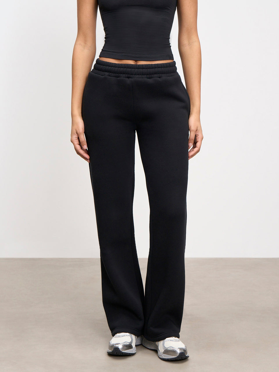 Womens Neoprene Straight Leg Jogger in Black