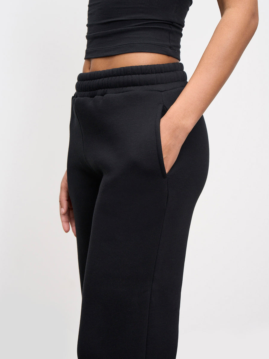 Womens Neoprene Straight Leg Jogger in Black