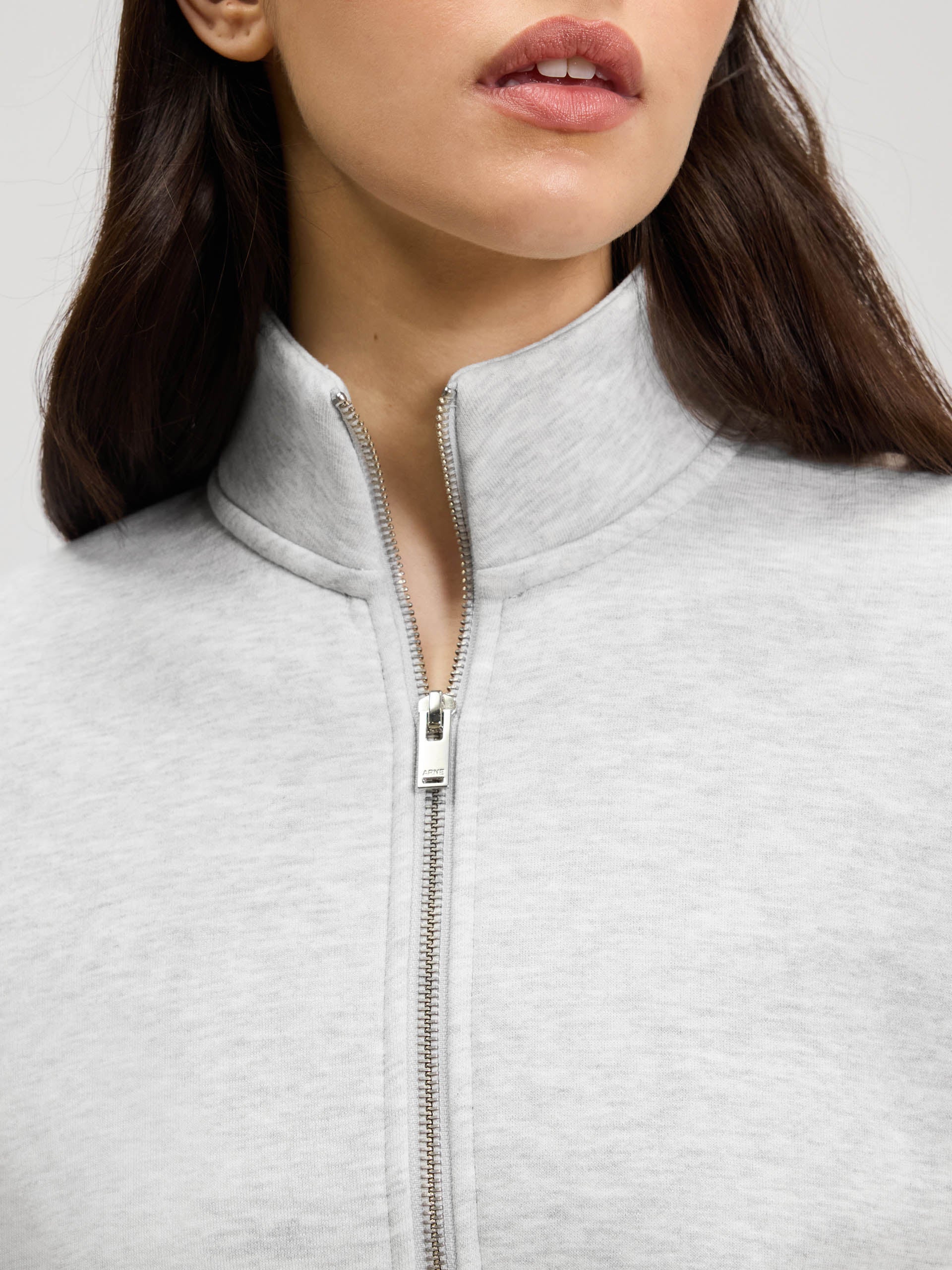 Womens Neoprene Funnel Neck Jacket in Marl Grey