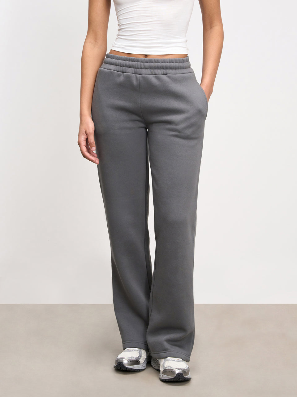 Womens Neoprene Straight Leg Jogger in Grey