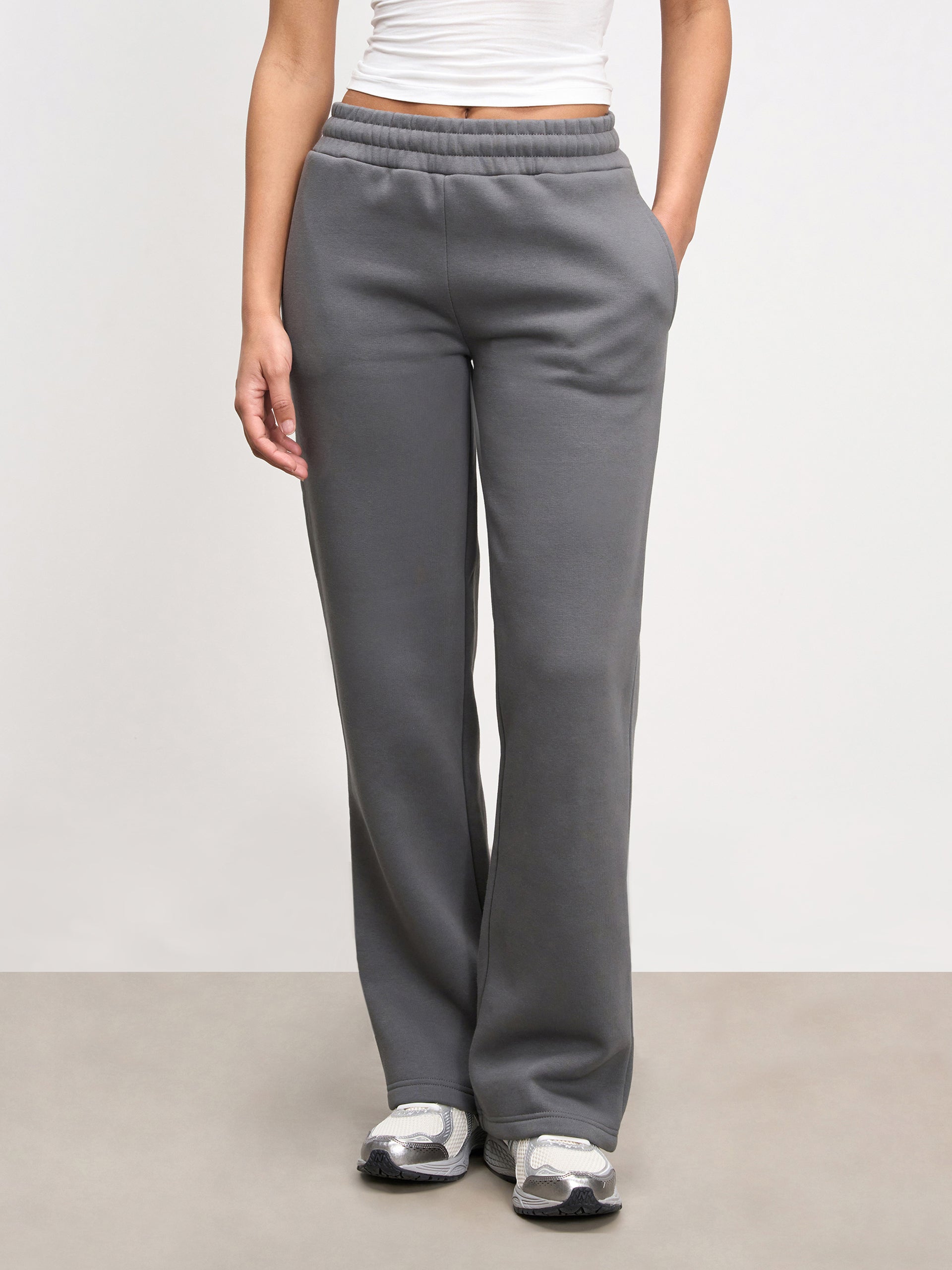 Womens Neoprene Straight Leg Jogger in Grey