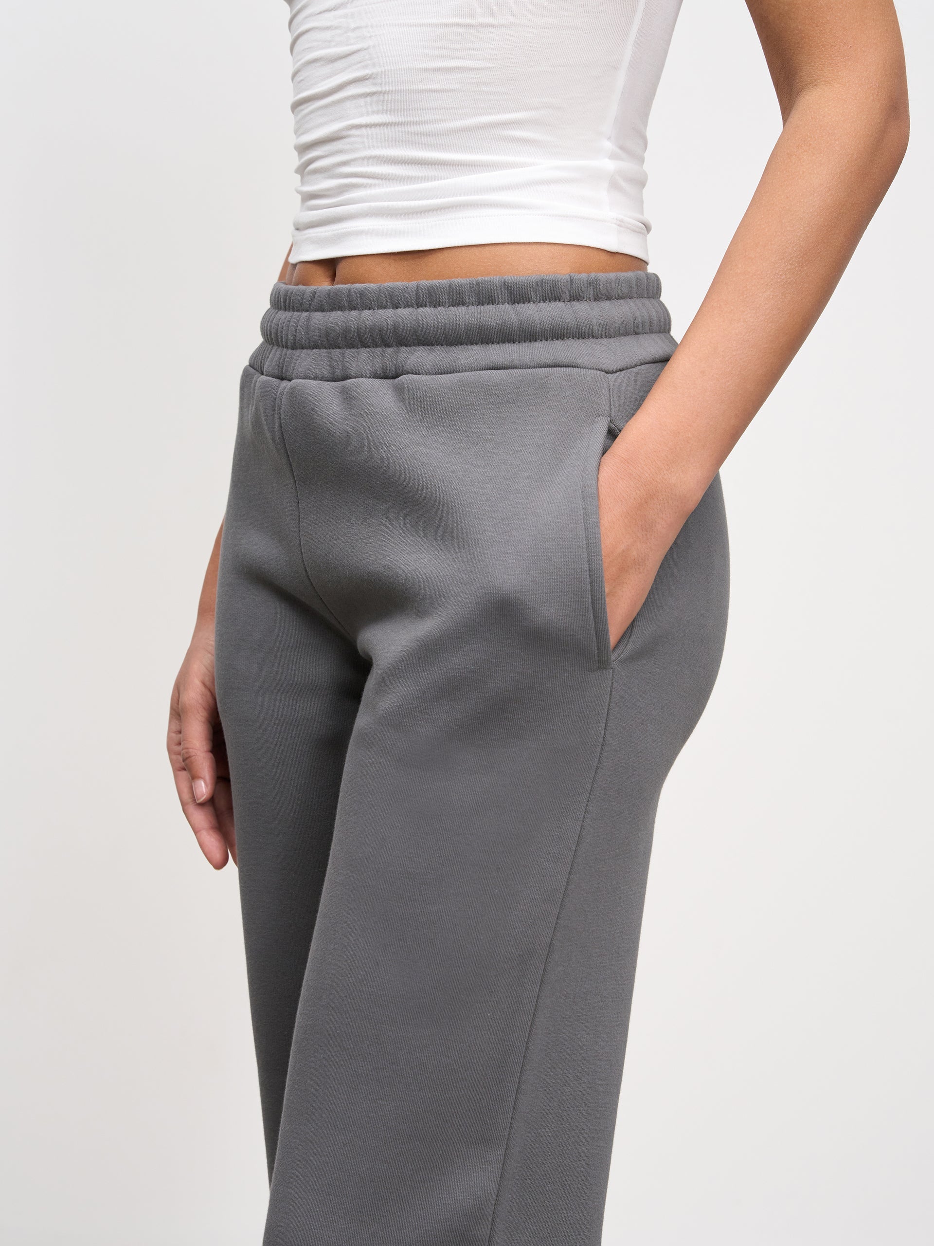 Womens Neoprene Straight Leg Jogger in Grey