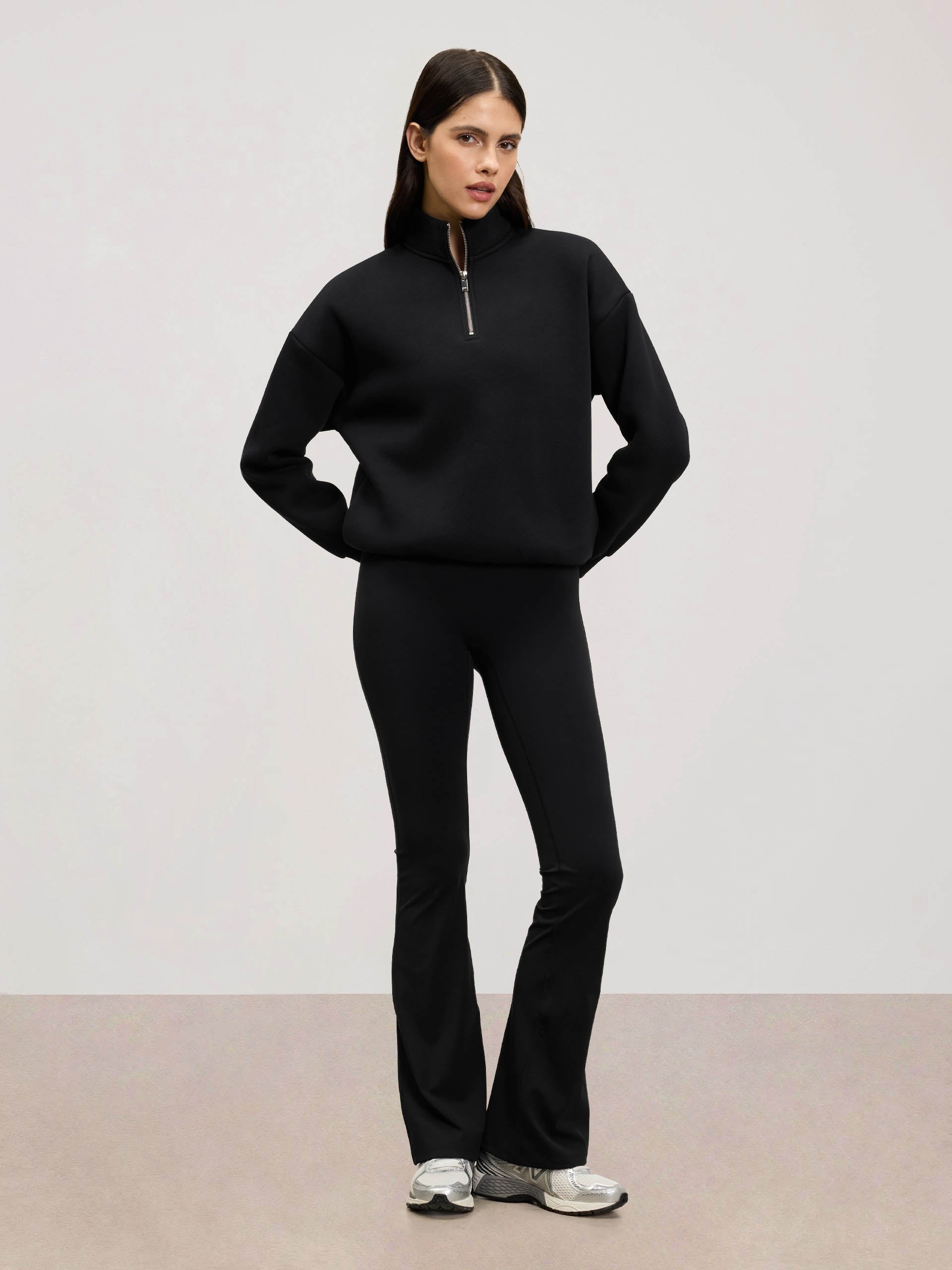 Womens Neoprene Half Zip in Black