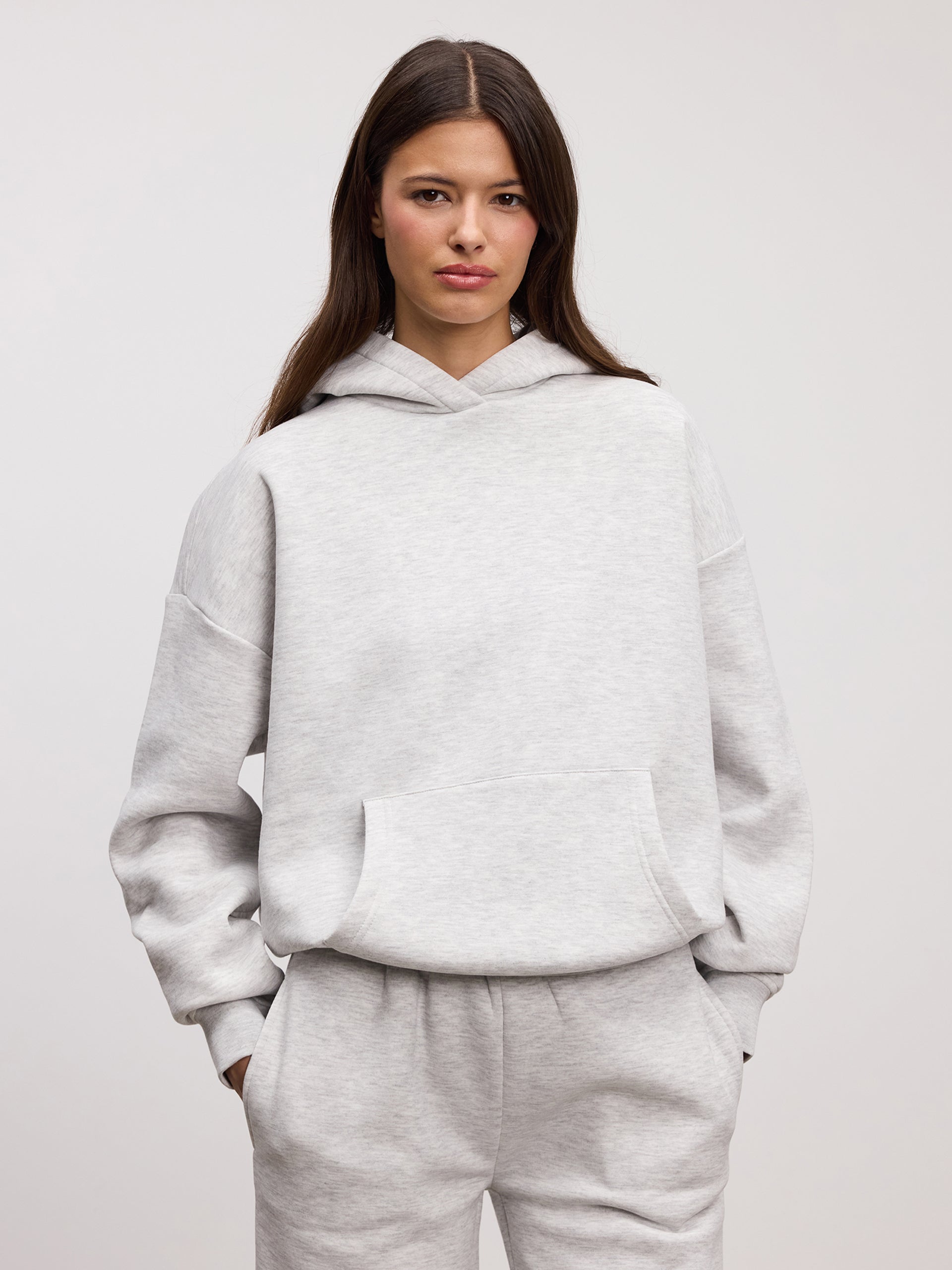 Womens Neoprene Hoodie in Marl Grey