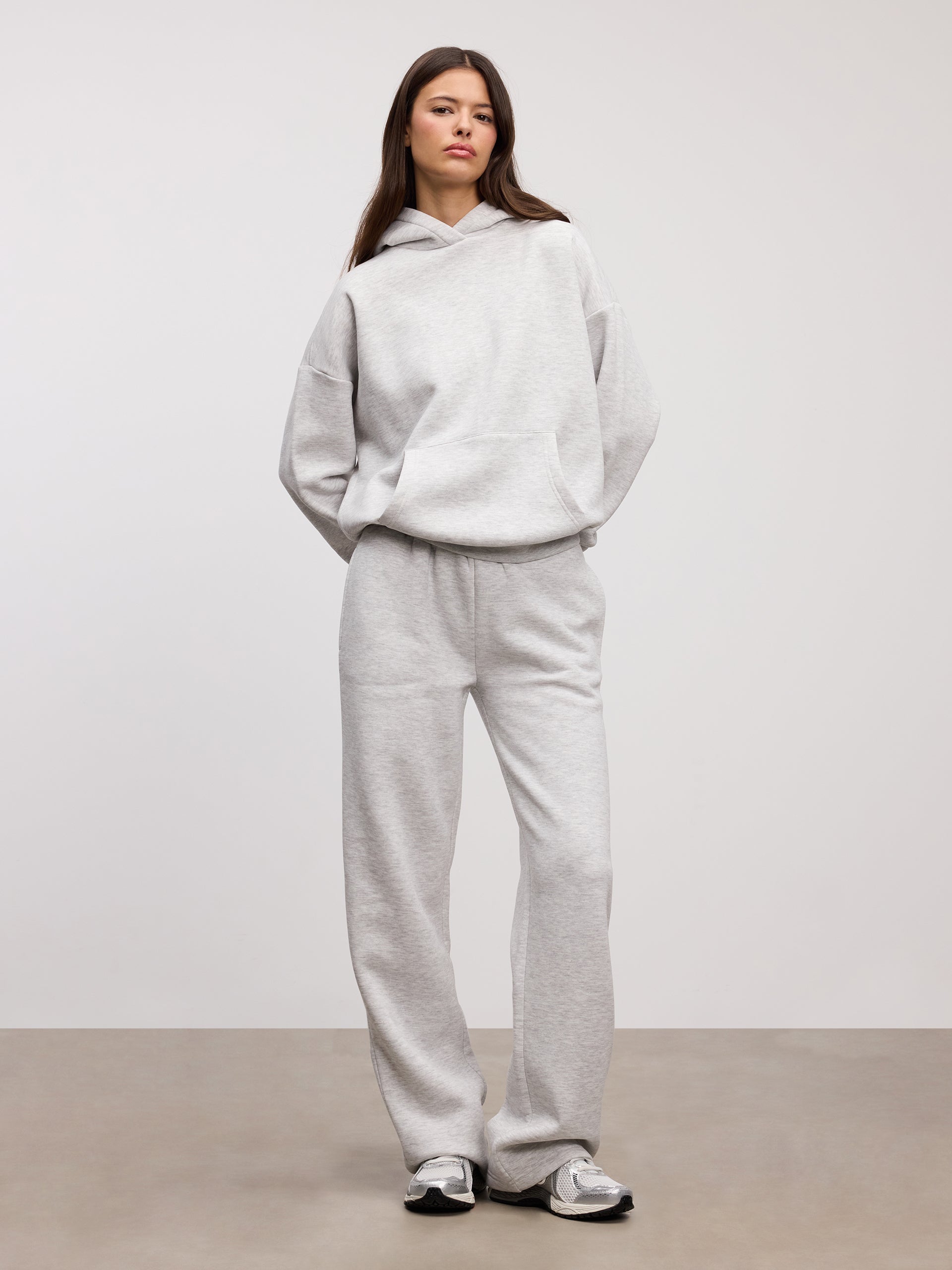 Womens Neoprene Hoodie in Marl Grey