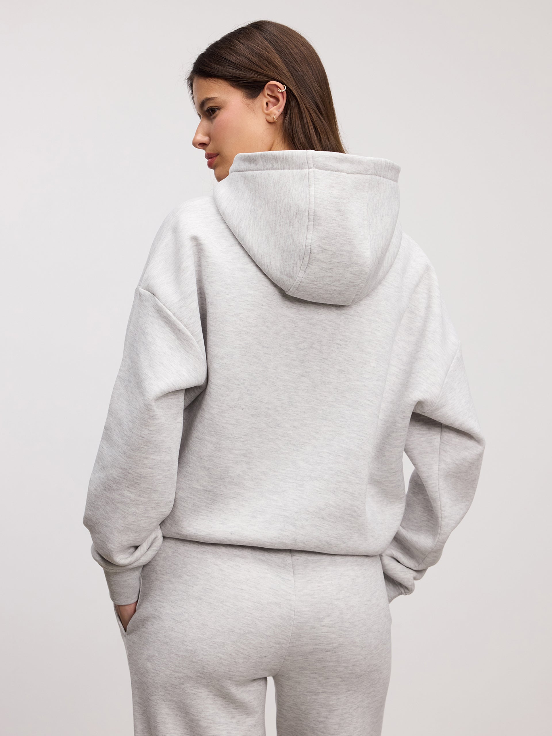 Womens Neoprene Hoodie in Marl Grey