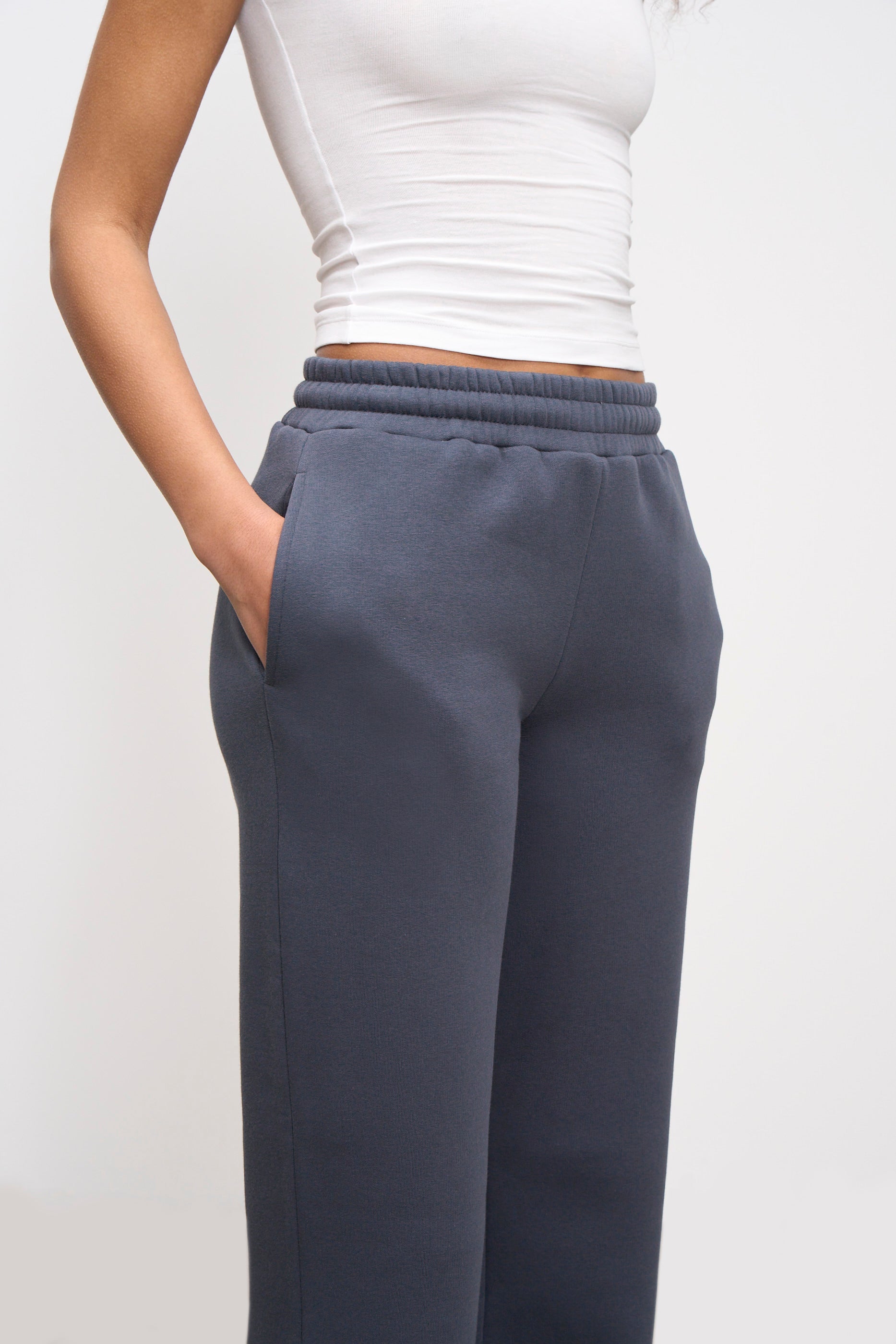 Womens Neoprene Straight Leg Jogger in Slate Blue