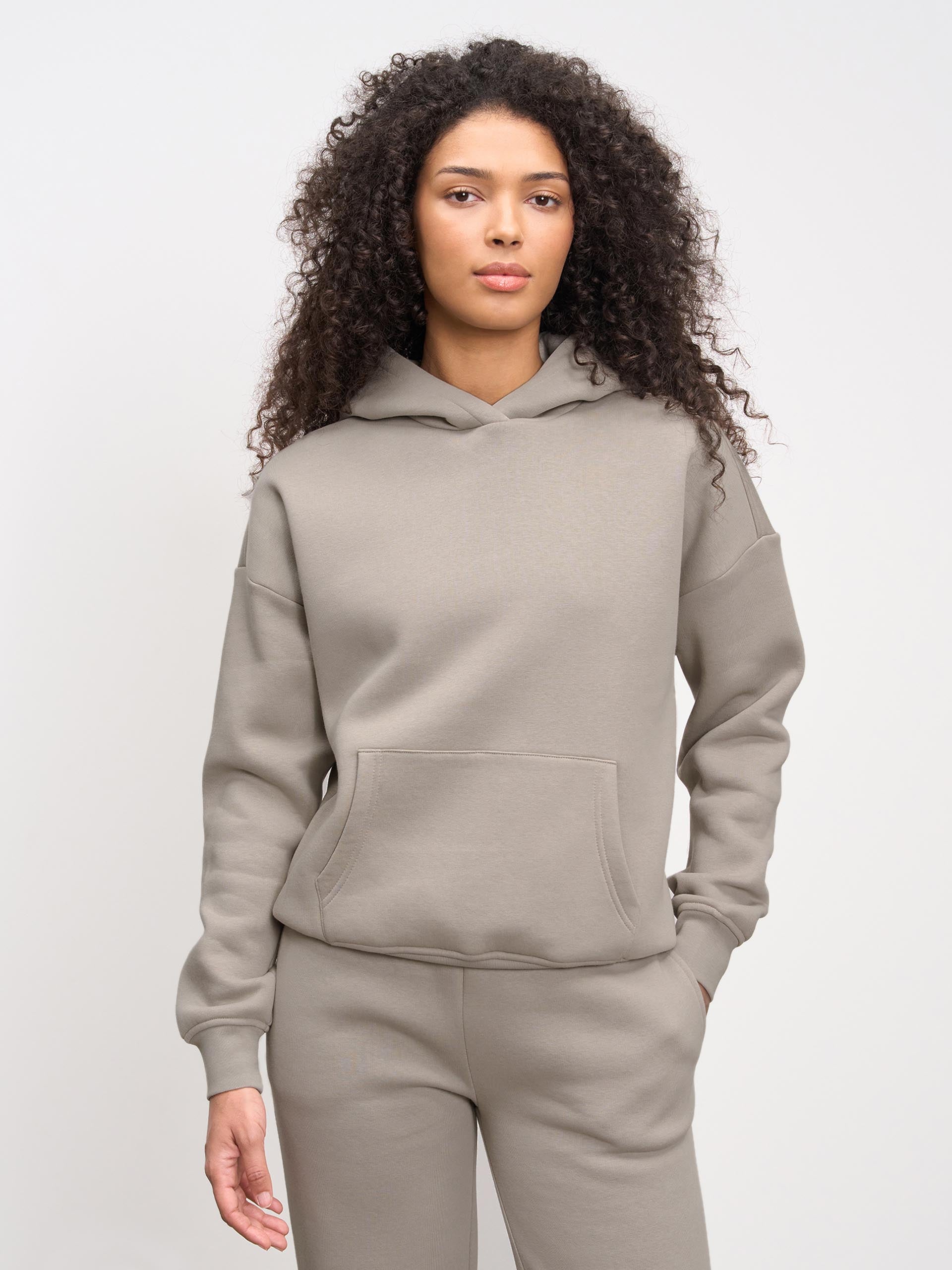 Womens Neoprene Hoodie in Dark Stone