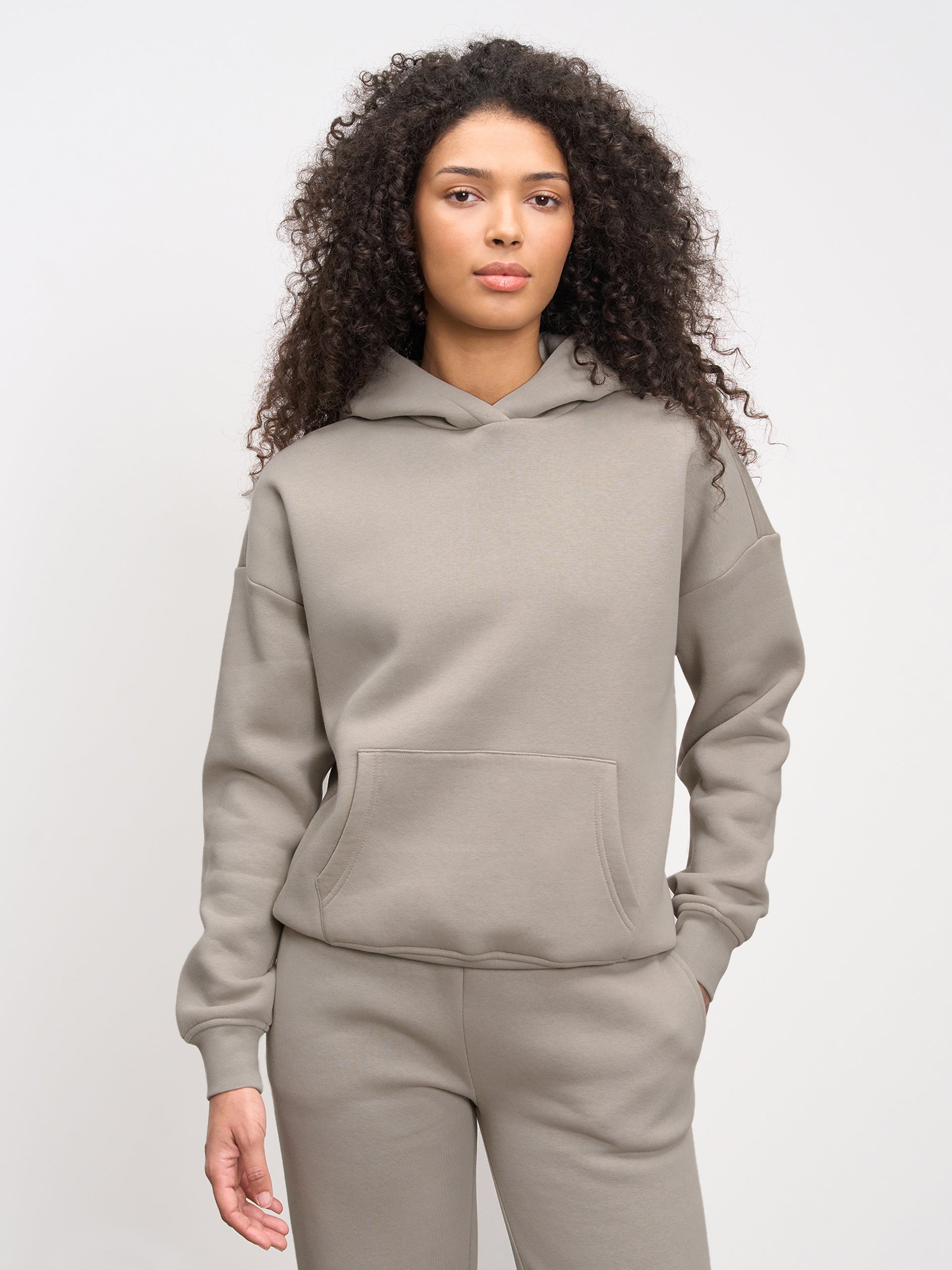 Womens Neoprene Hoodie in Dark Stone