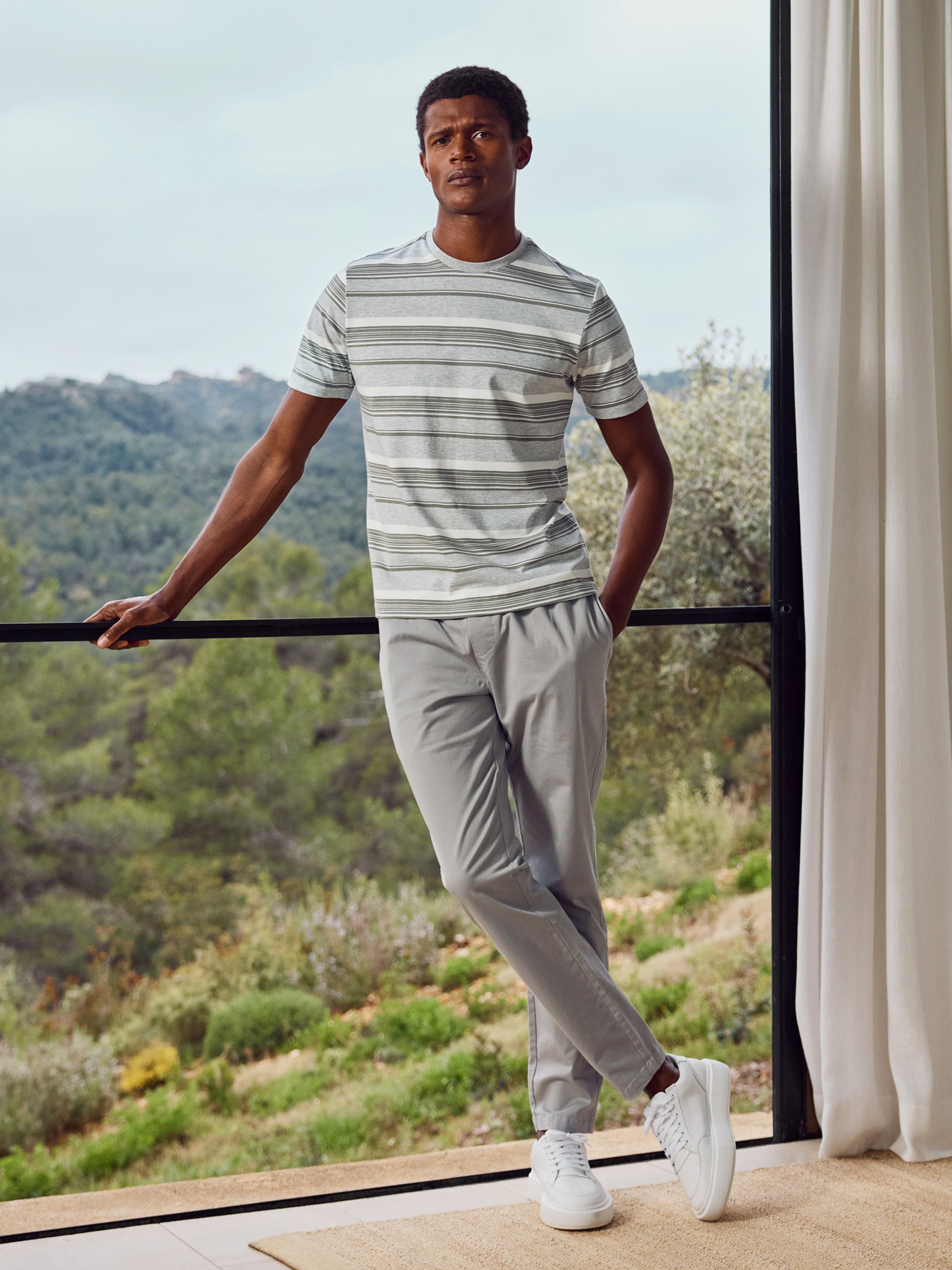 Nova Stripe T-Shirt in Marl Grey