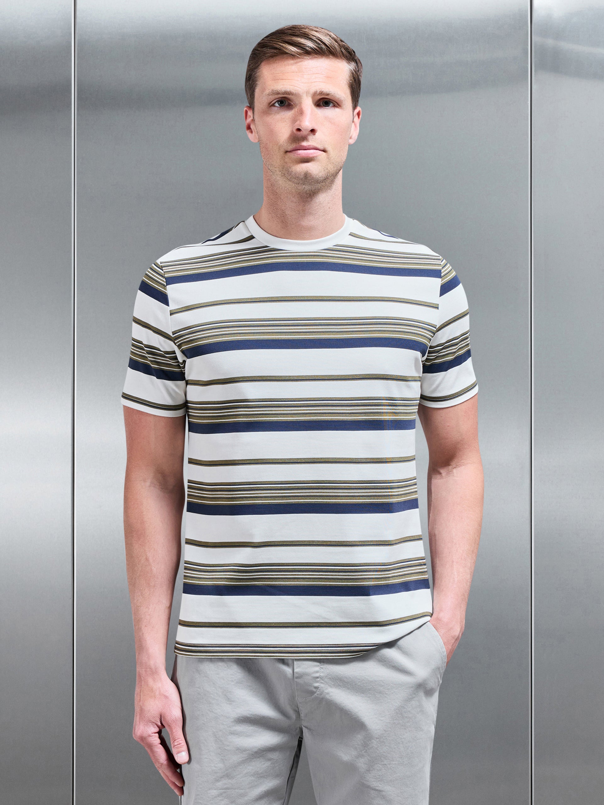 Nova Stripe T-Shirt in White Navy