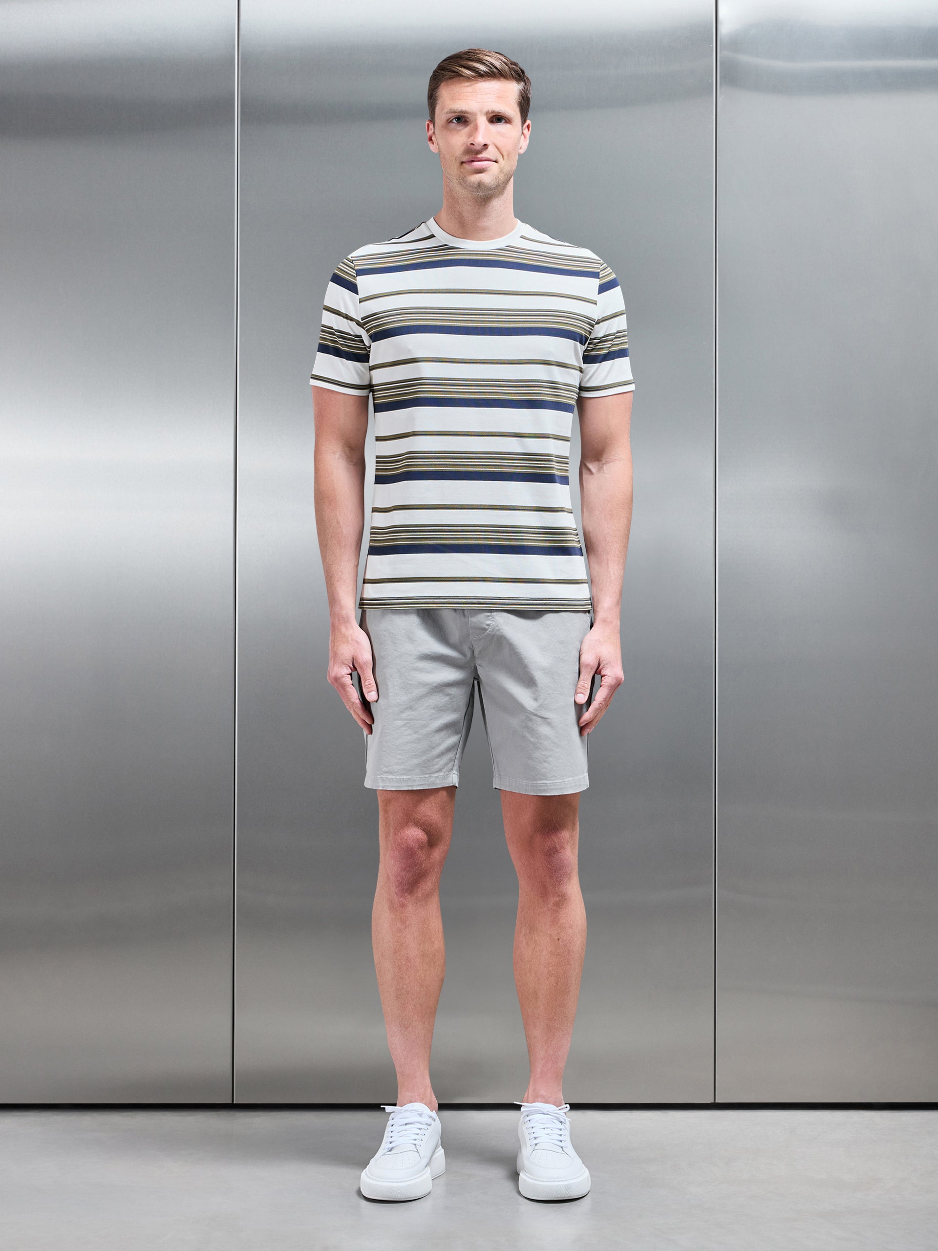 Nova Stripe T-Shirt in White Navy