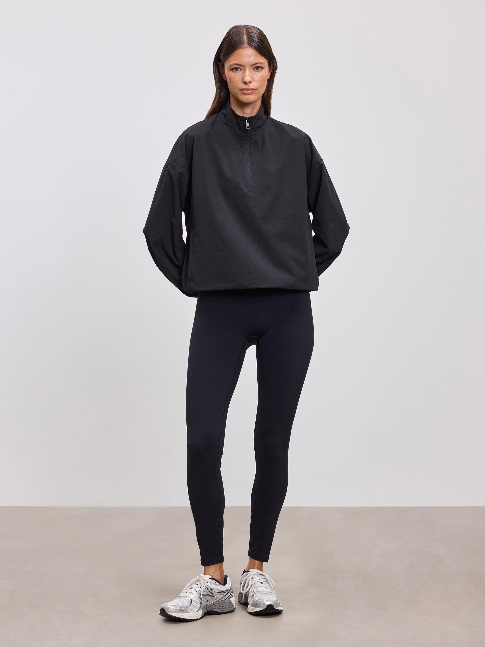 Womens Nylon 1/4 Zip in Black
