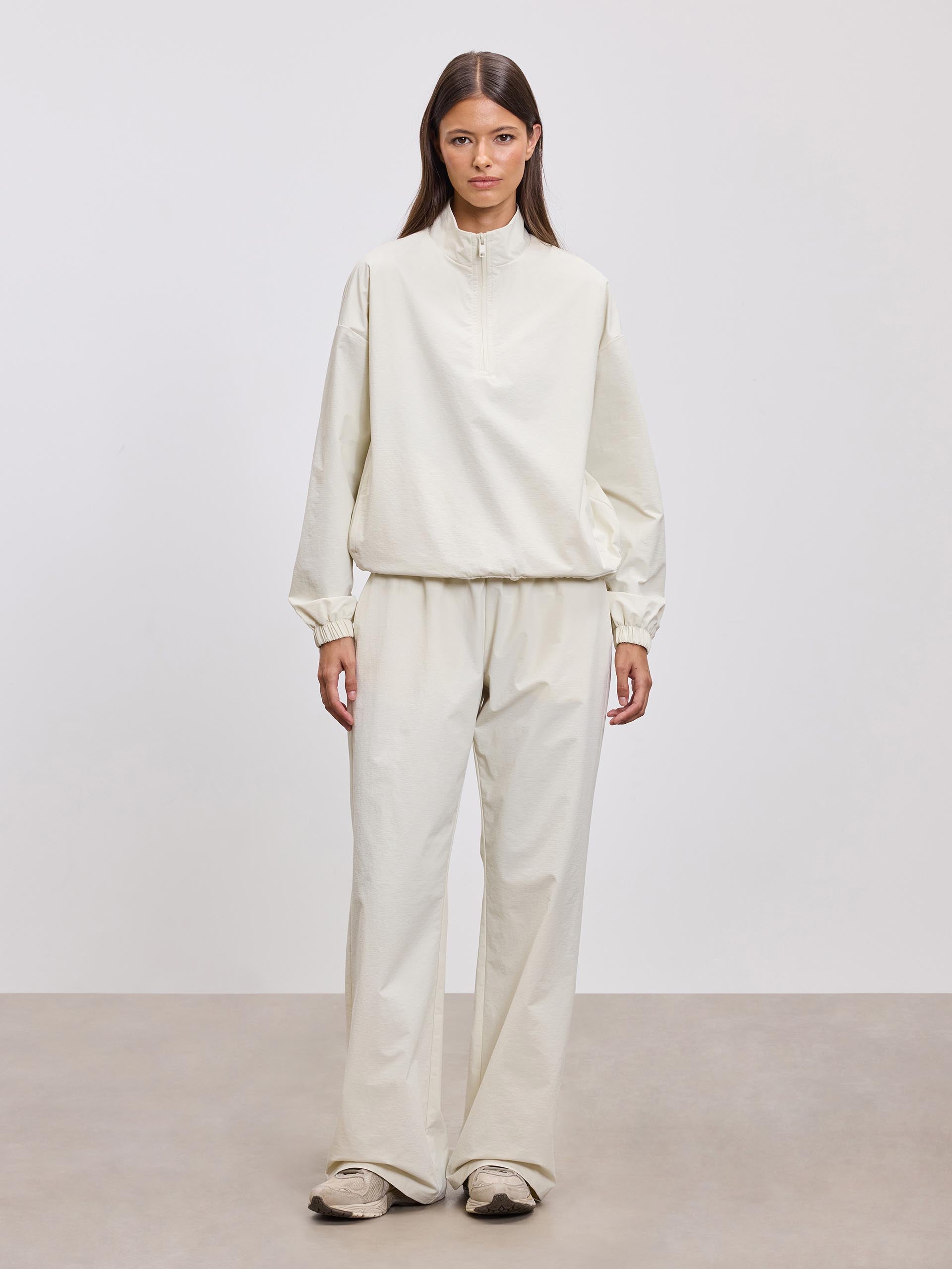Womens Nylon 1/4 Zip in Ecru