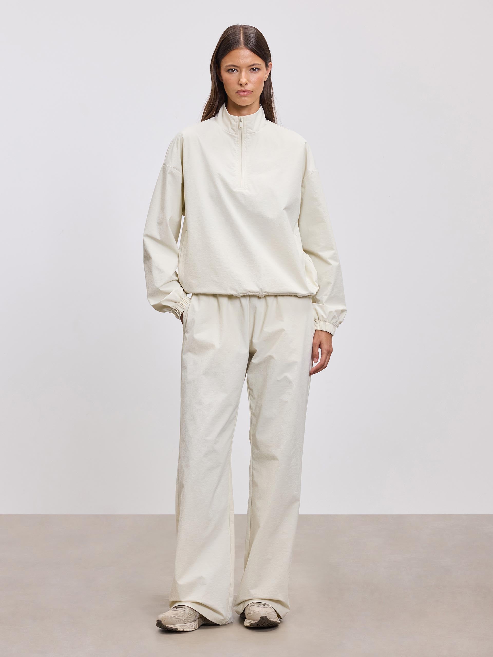 Womens Nylon 1/4 Zip in Ecru