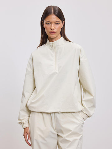 Womens Nylon 1/4 Zip in Ecru