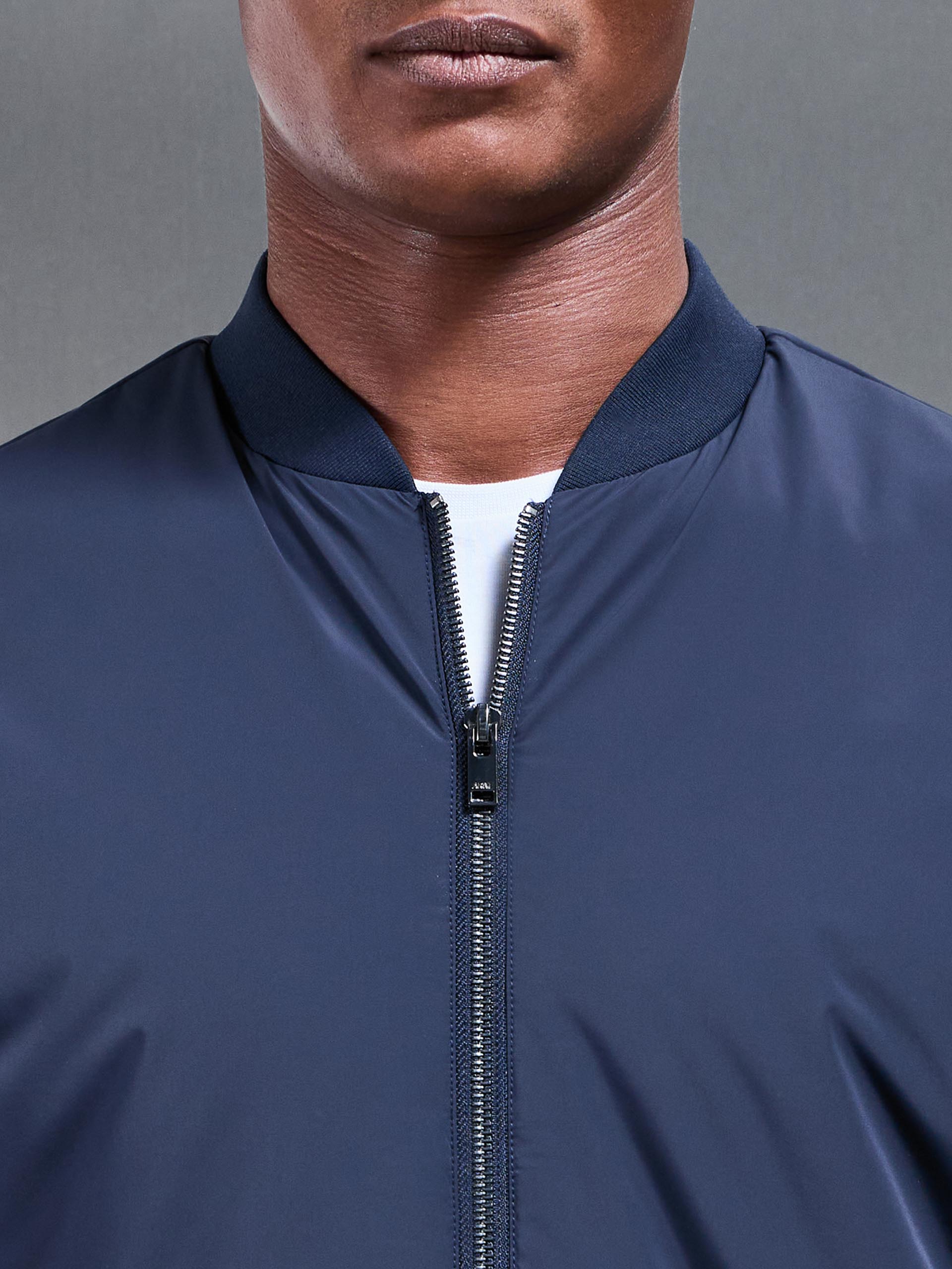 Nylon Padded Bomber Jacket in Navy