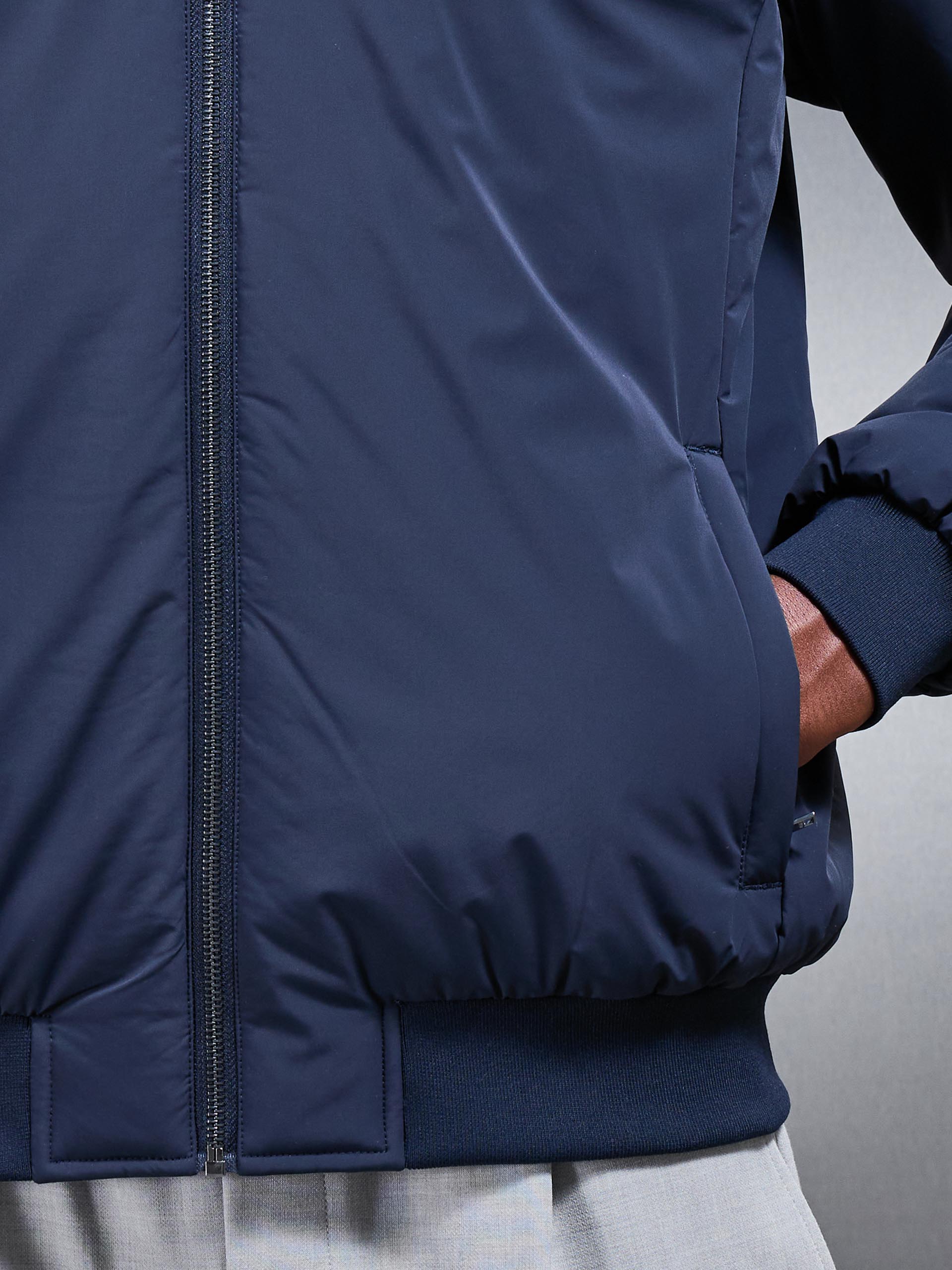 Nylon Padded Bomber Jacket in Navy