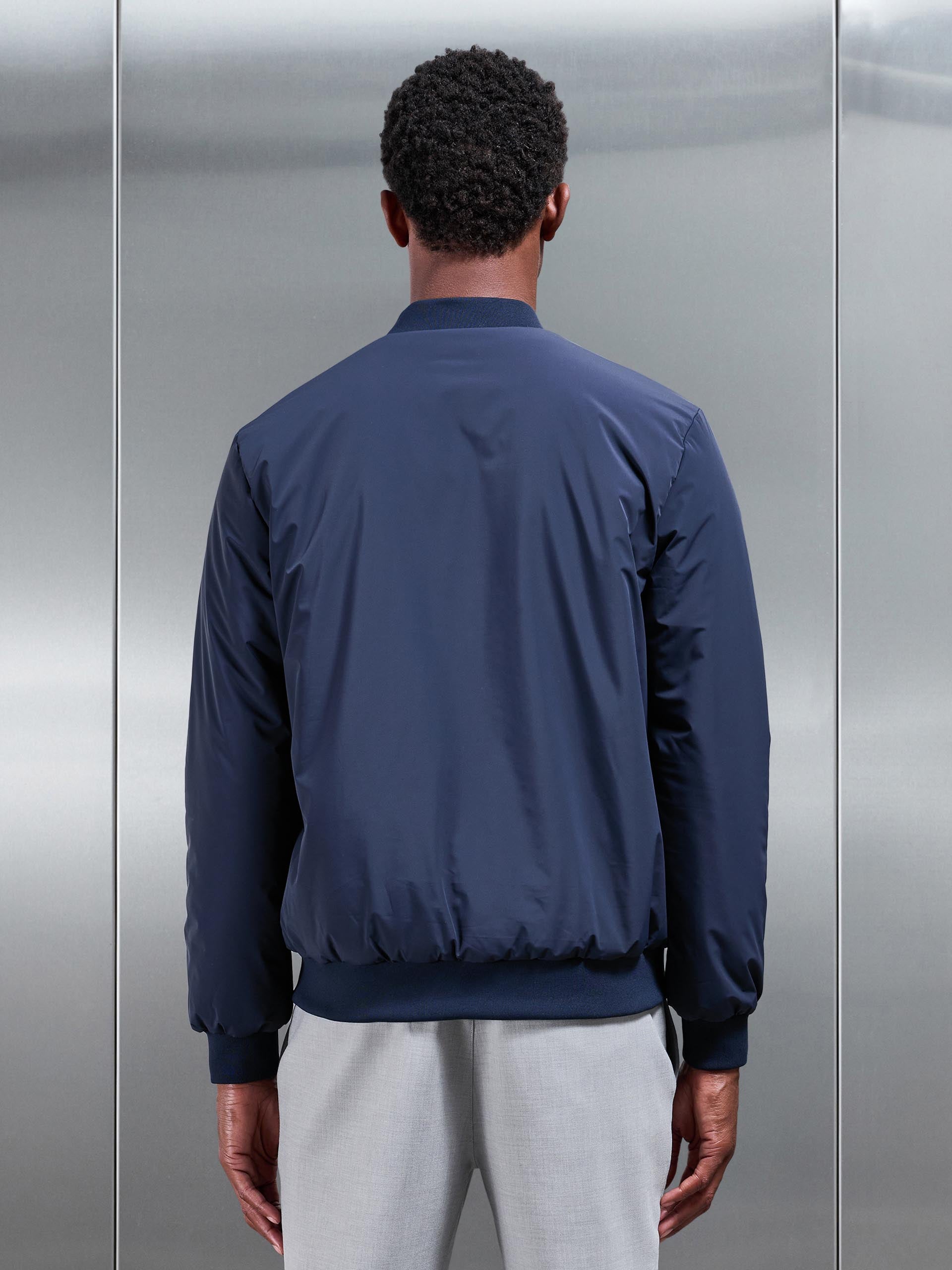 Nylon Padded Bomber Jacket in Navy