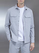 Nylon Popper Overshirt in Mid Grey