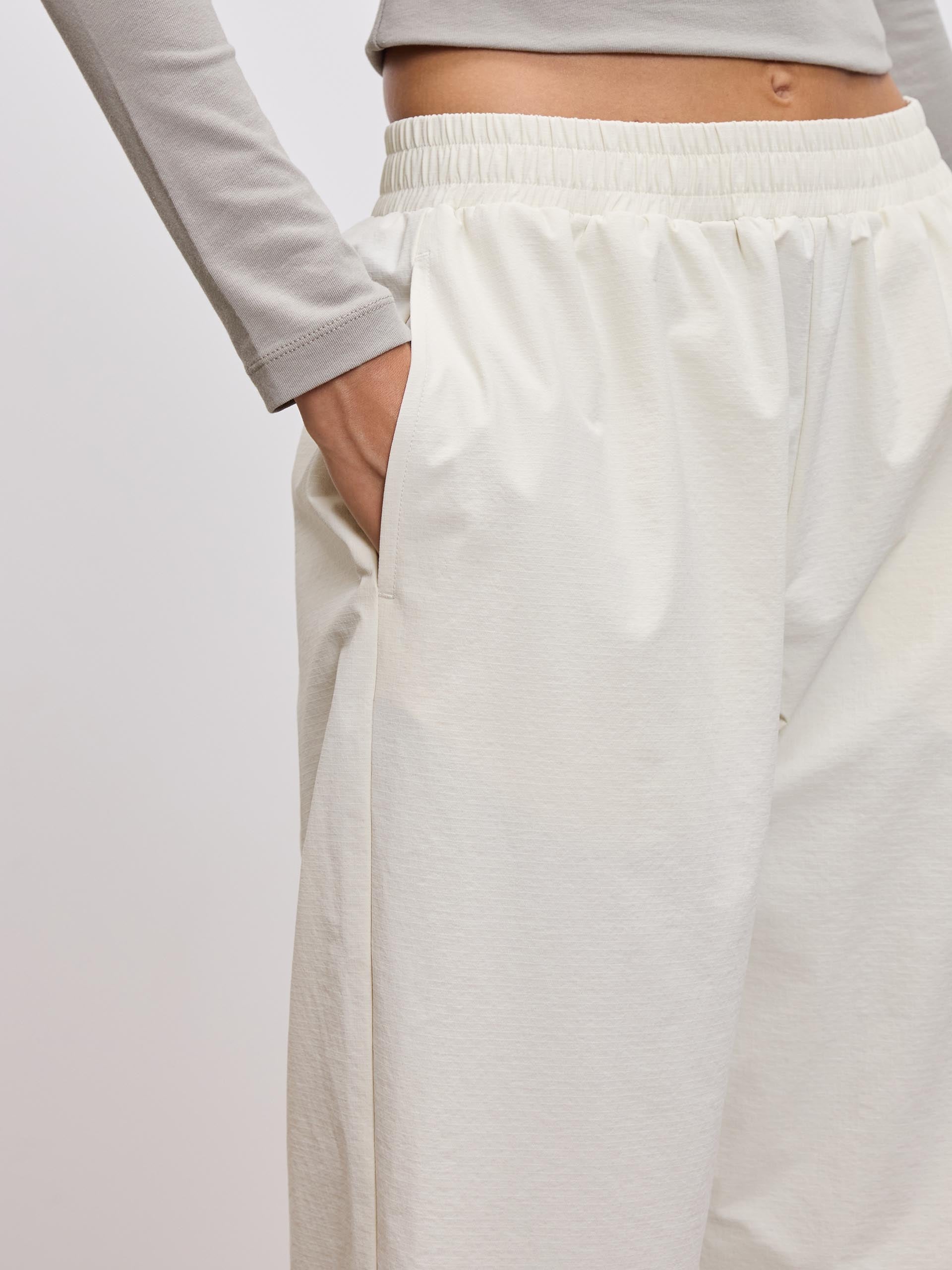 Womens Nylon Trouser in Ecru