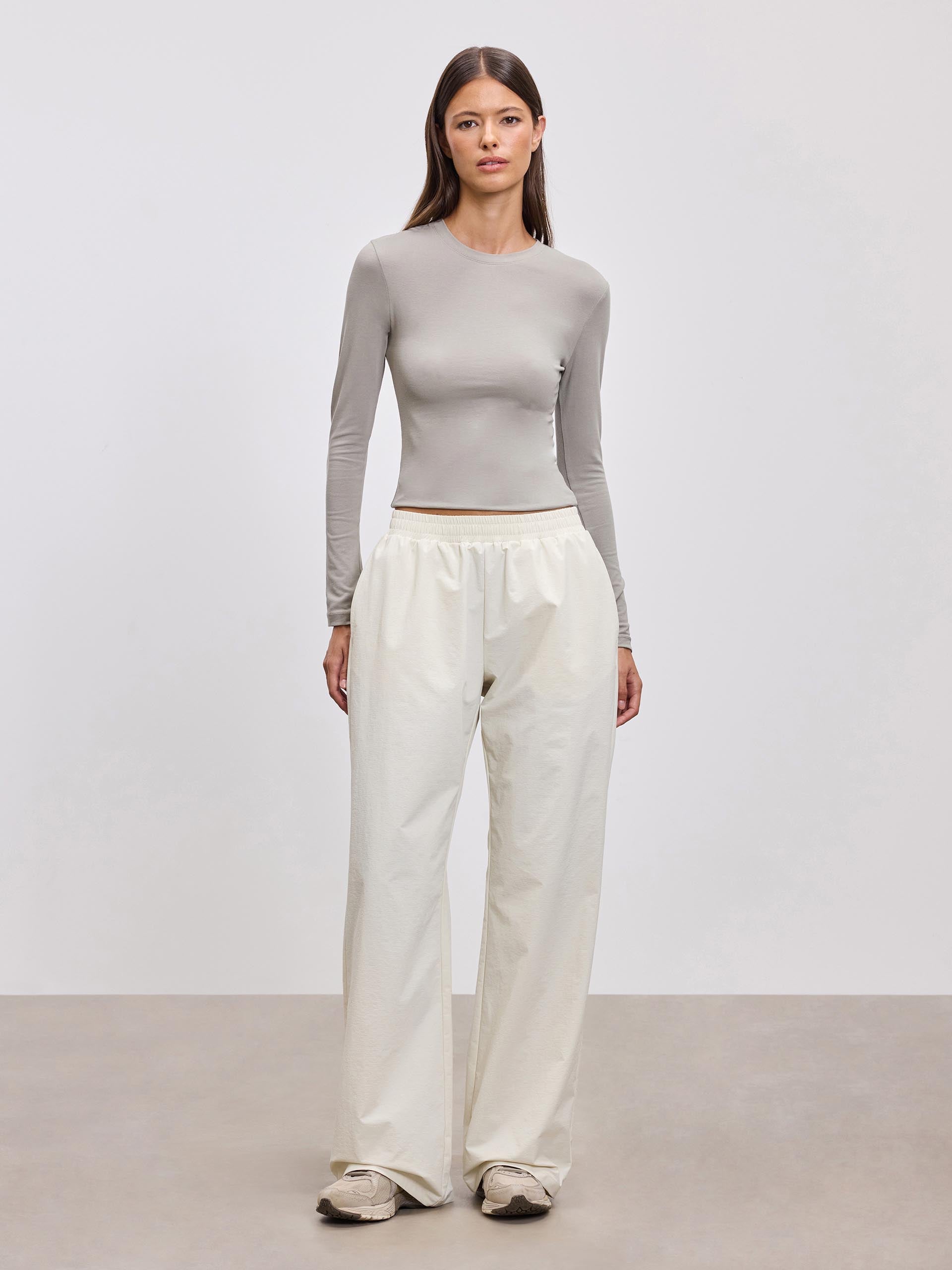 Womens Nylon Trouser in Ecru