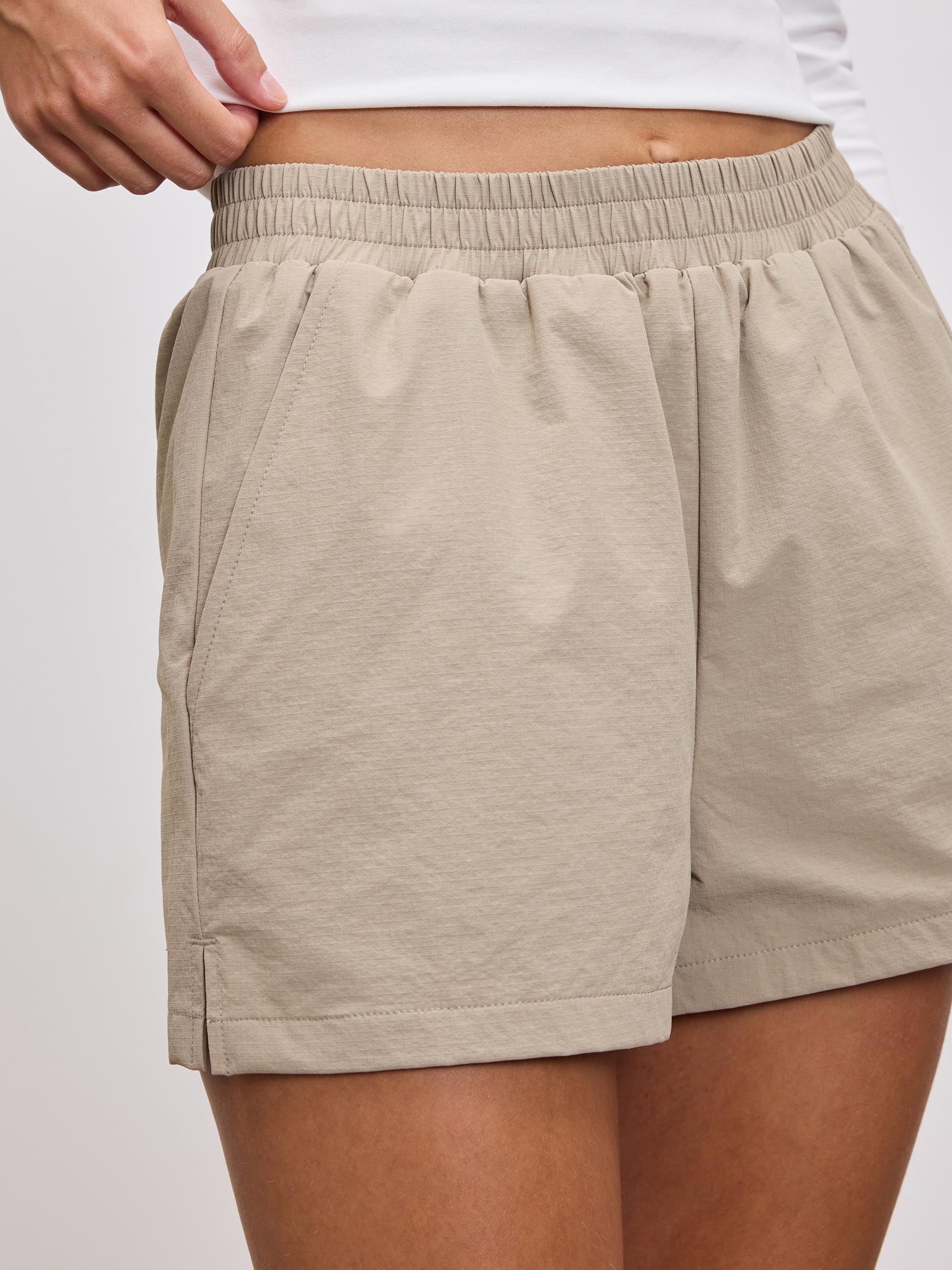 Womens Nylon Short in Stone