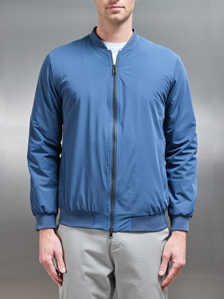 Nylon Padded Bomber Jacket in Air Force Blue