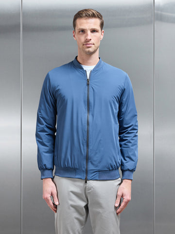 Nylon Padded Bomber Jacket in Air Force Blue
