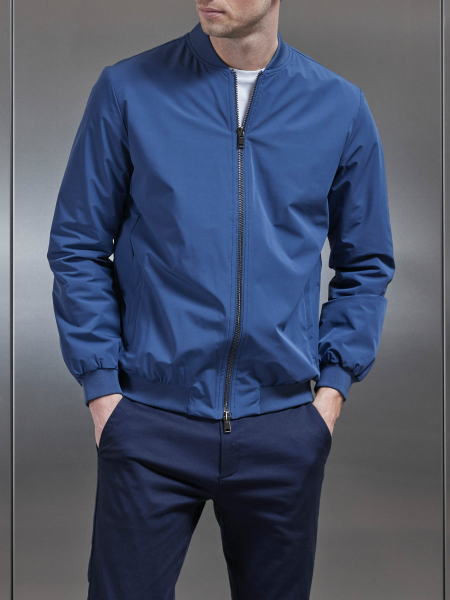 Nylon Padded Bomber Jacket in Air Force Blue