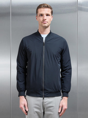 Nylon Padded Bomber Jacket in Black