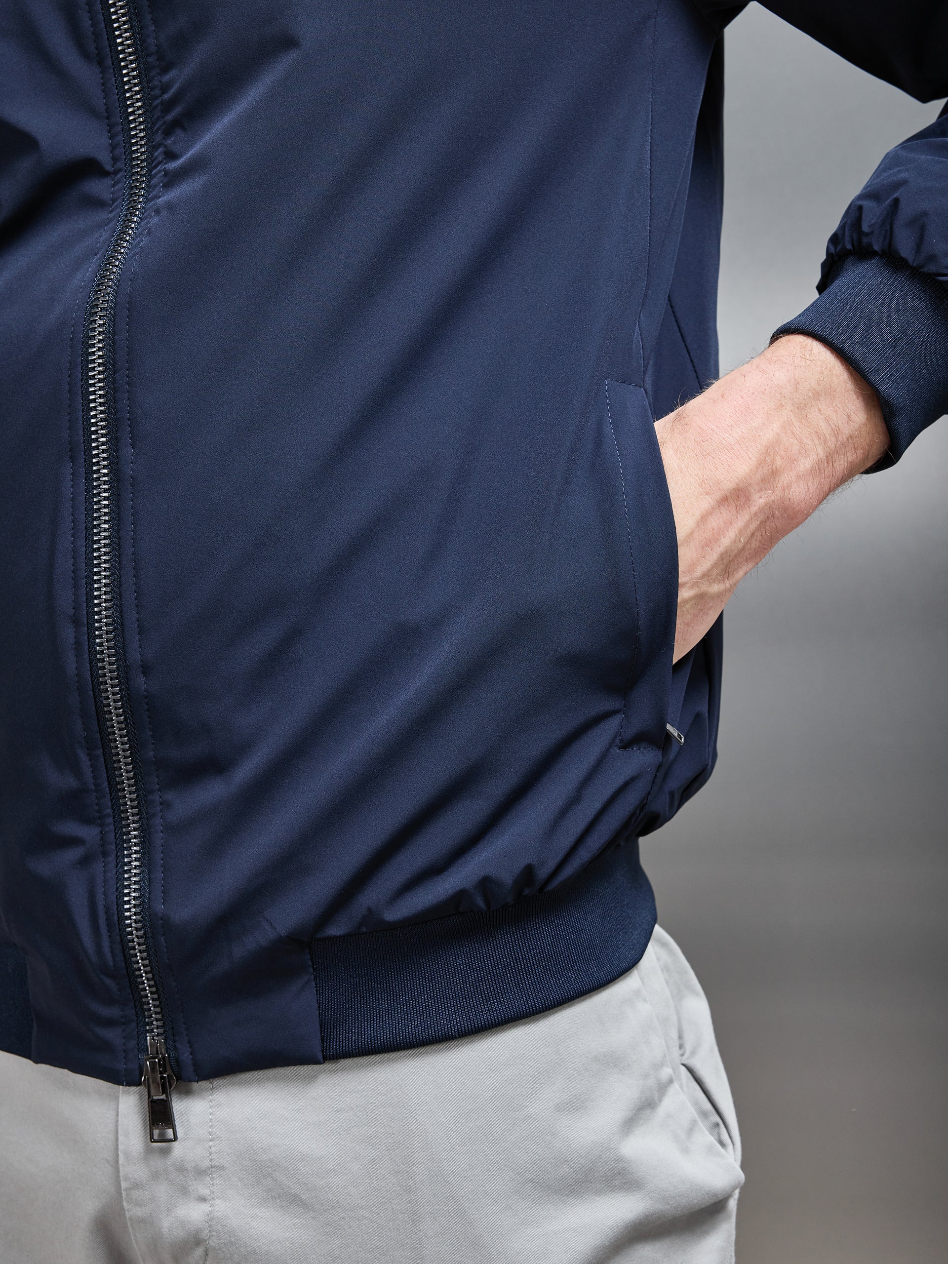 Nylon Padded Bomber Jacket in Navy