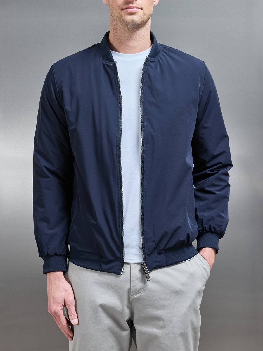 Nylon Padded Bomber Jacket in Navy