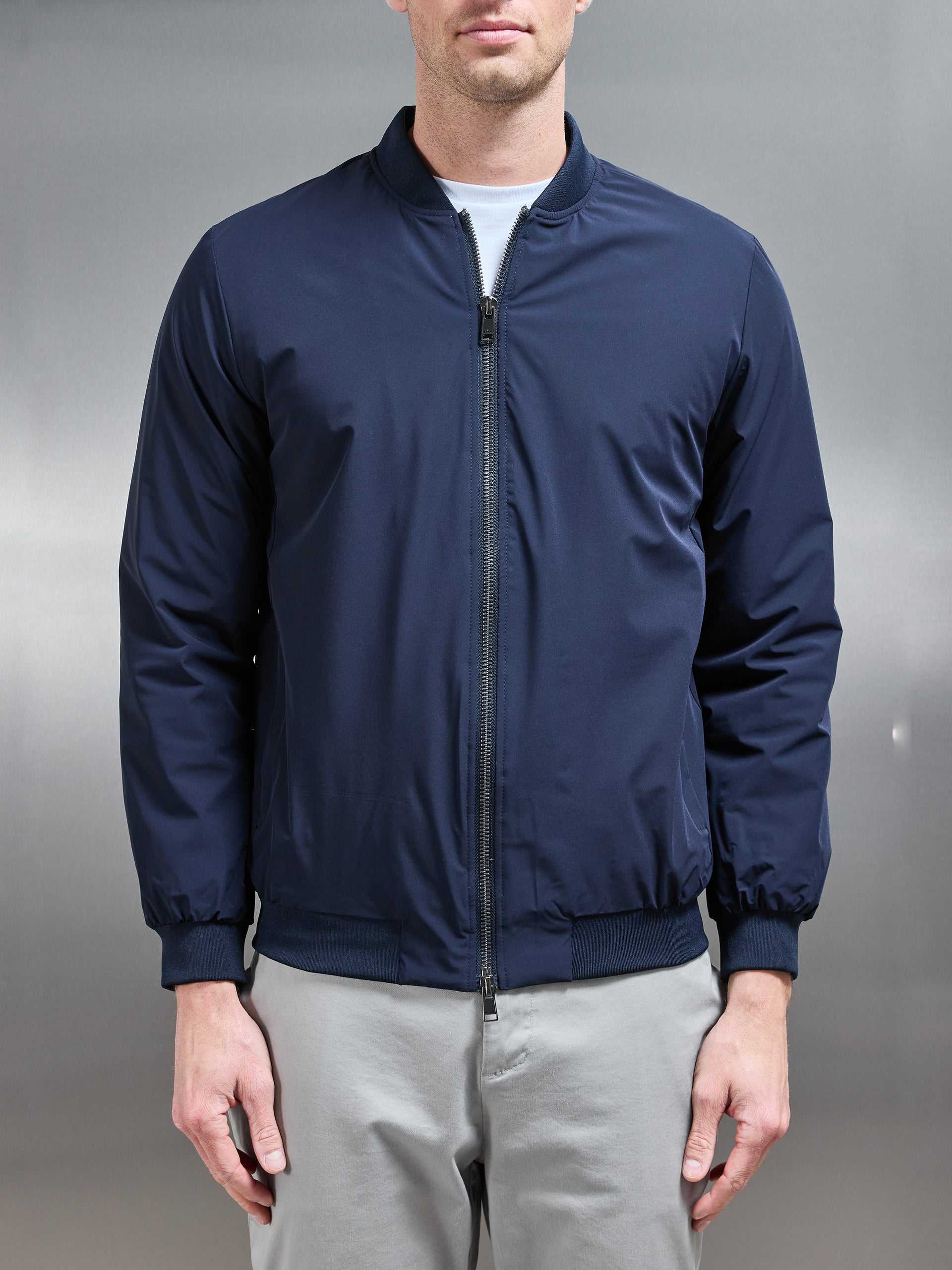 Nylon Padded Bomber Jacket in Navy