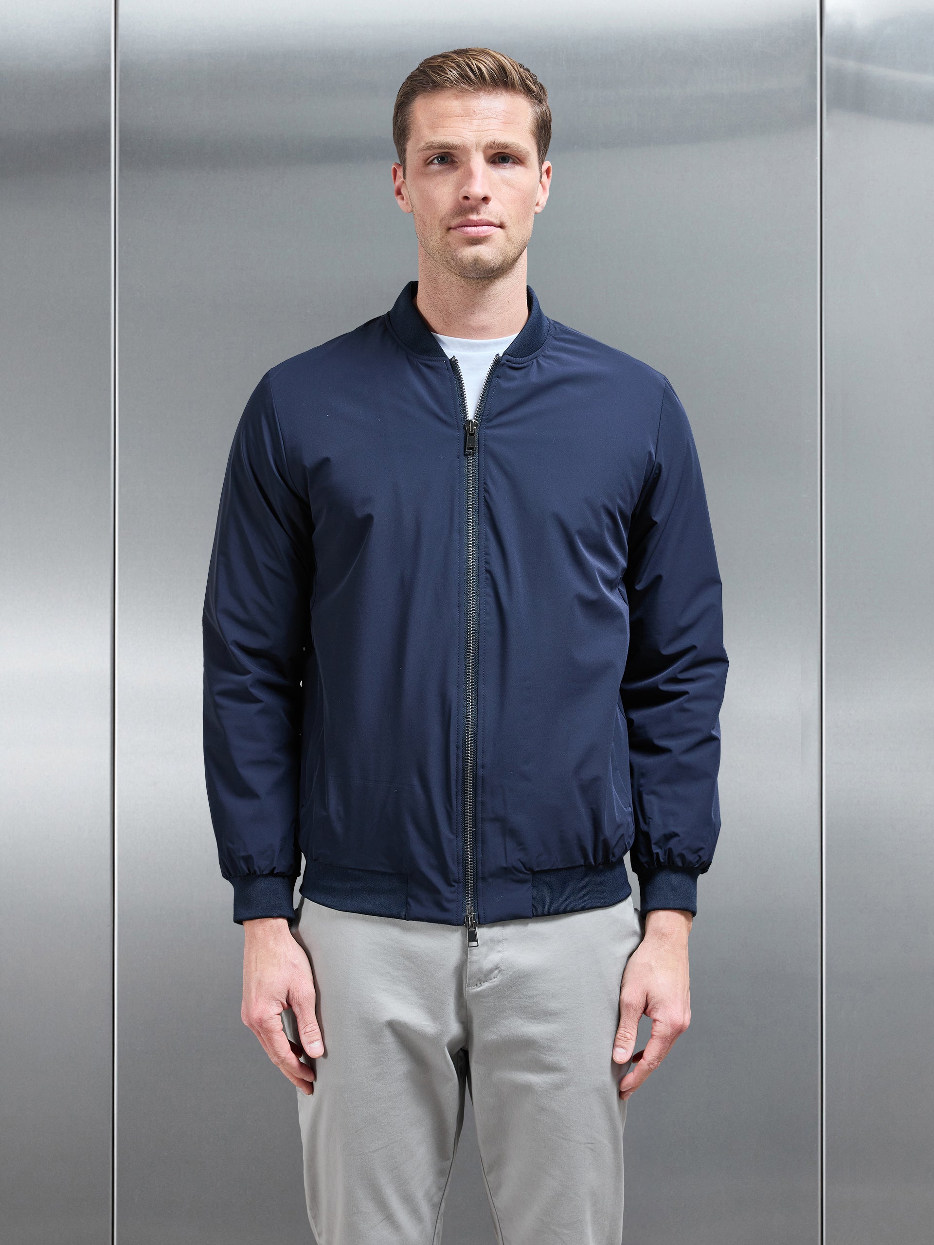 Nylon Padded Bomber Jacket in Navy
