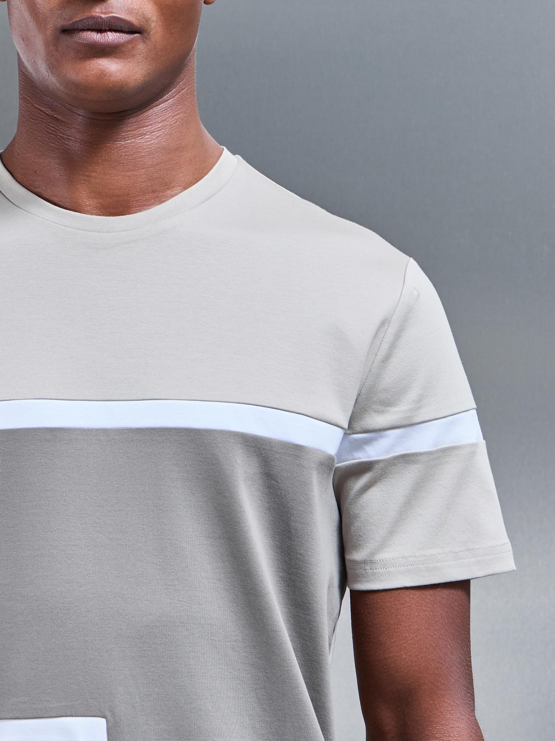 Oden Mercerised Colour Block T-Shirt in Desert