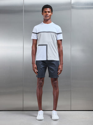 Oden Mercerised Colour Block T-Shirt in Mid Grey