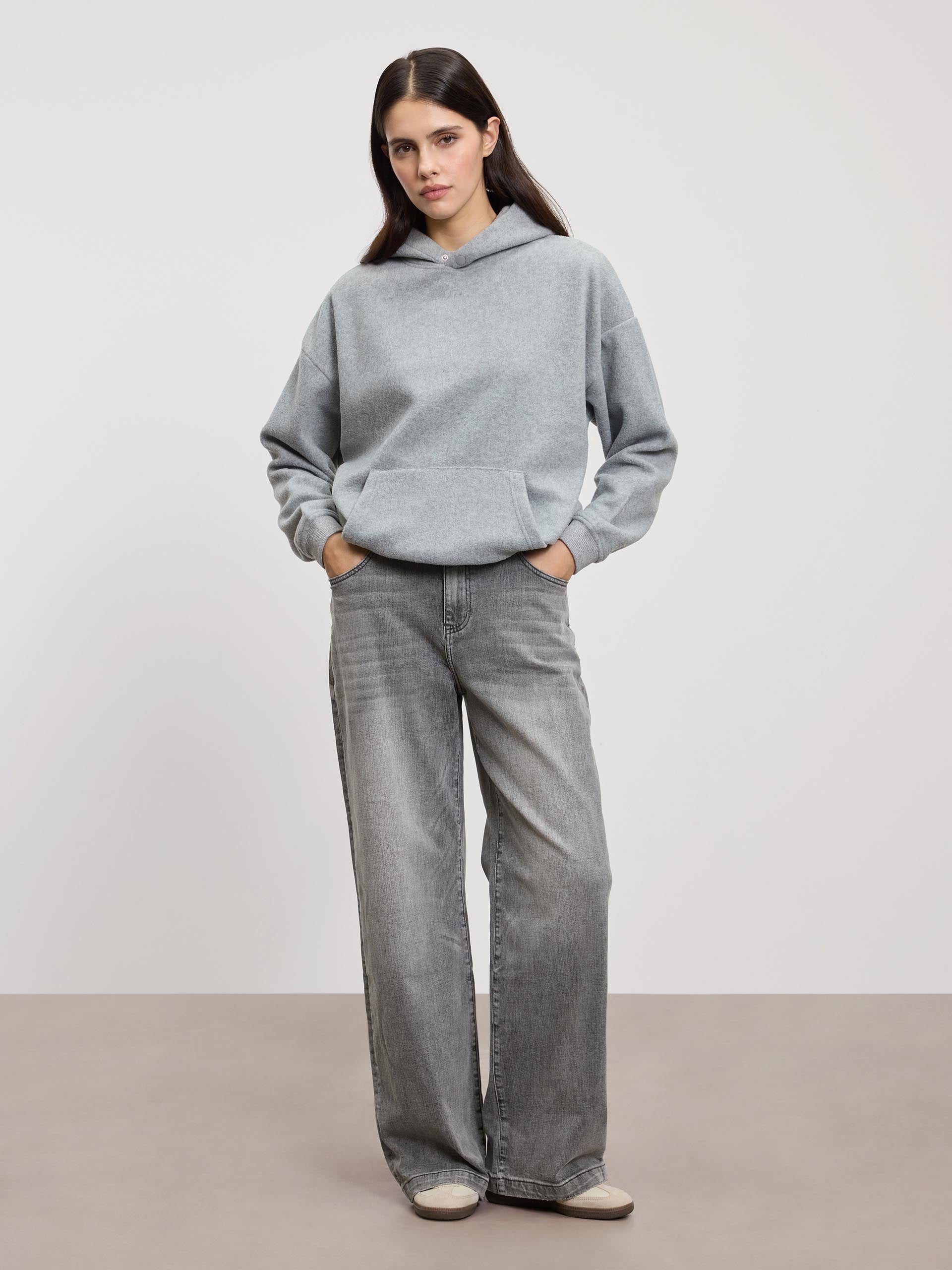 Womens Relaxed Fit Denim Jeans in Grey Wash