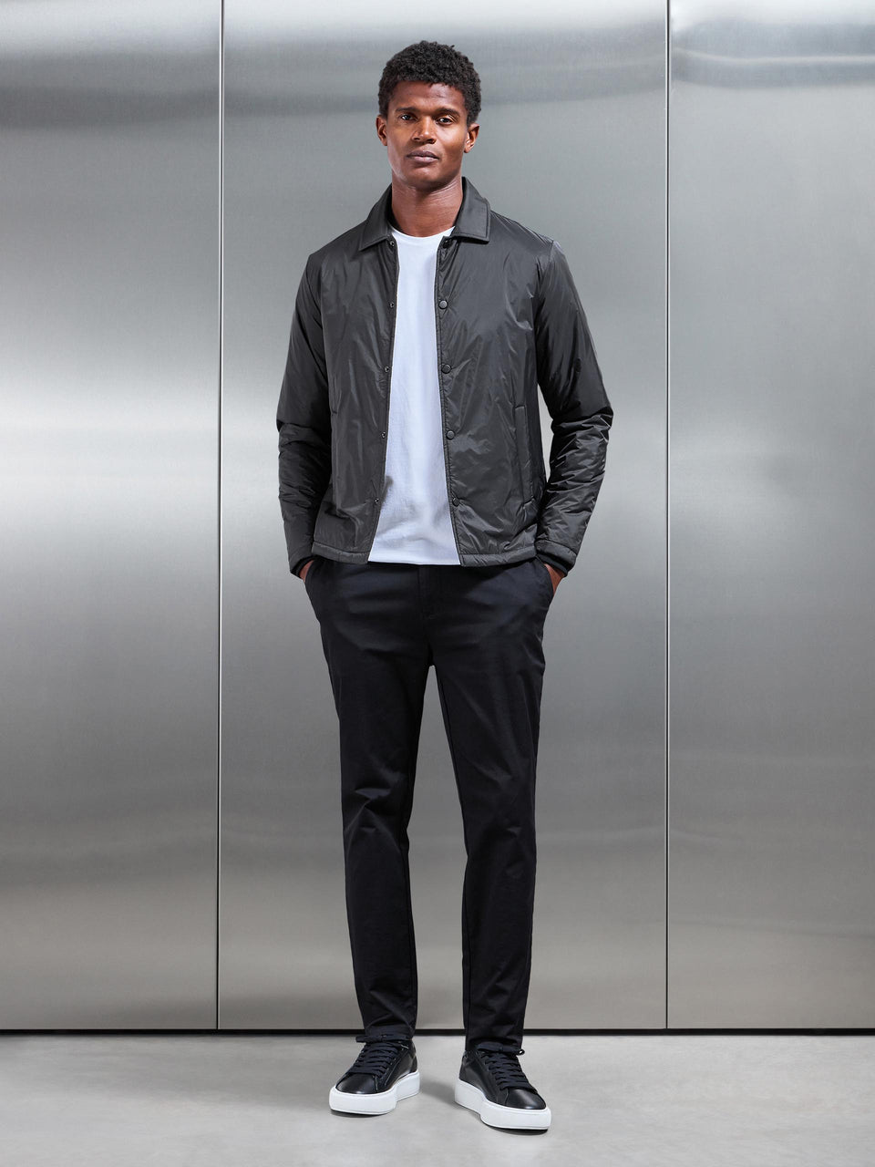 Padded Coach Jacket in Black