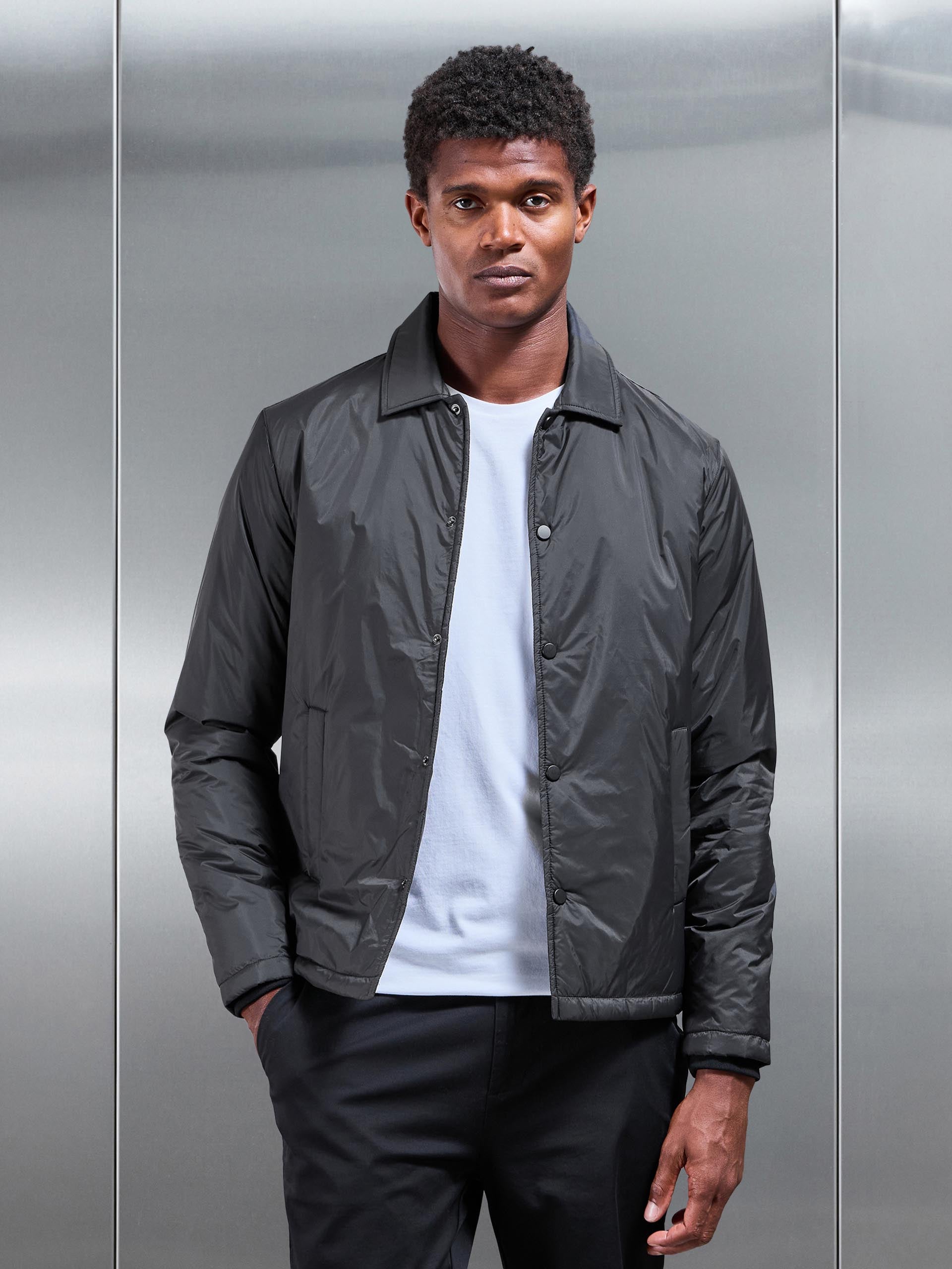 Padded Coach Jacket in Black