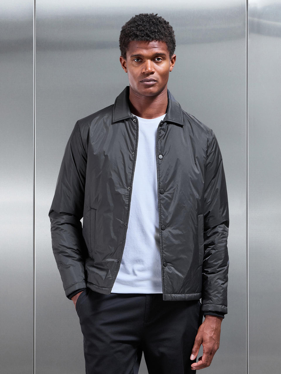 Padded Coach Jacket in Black